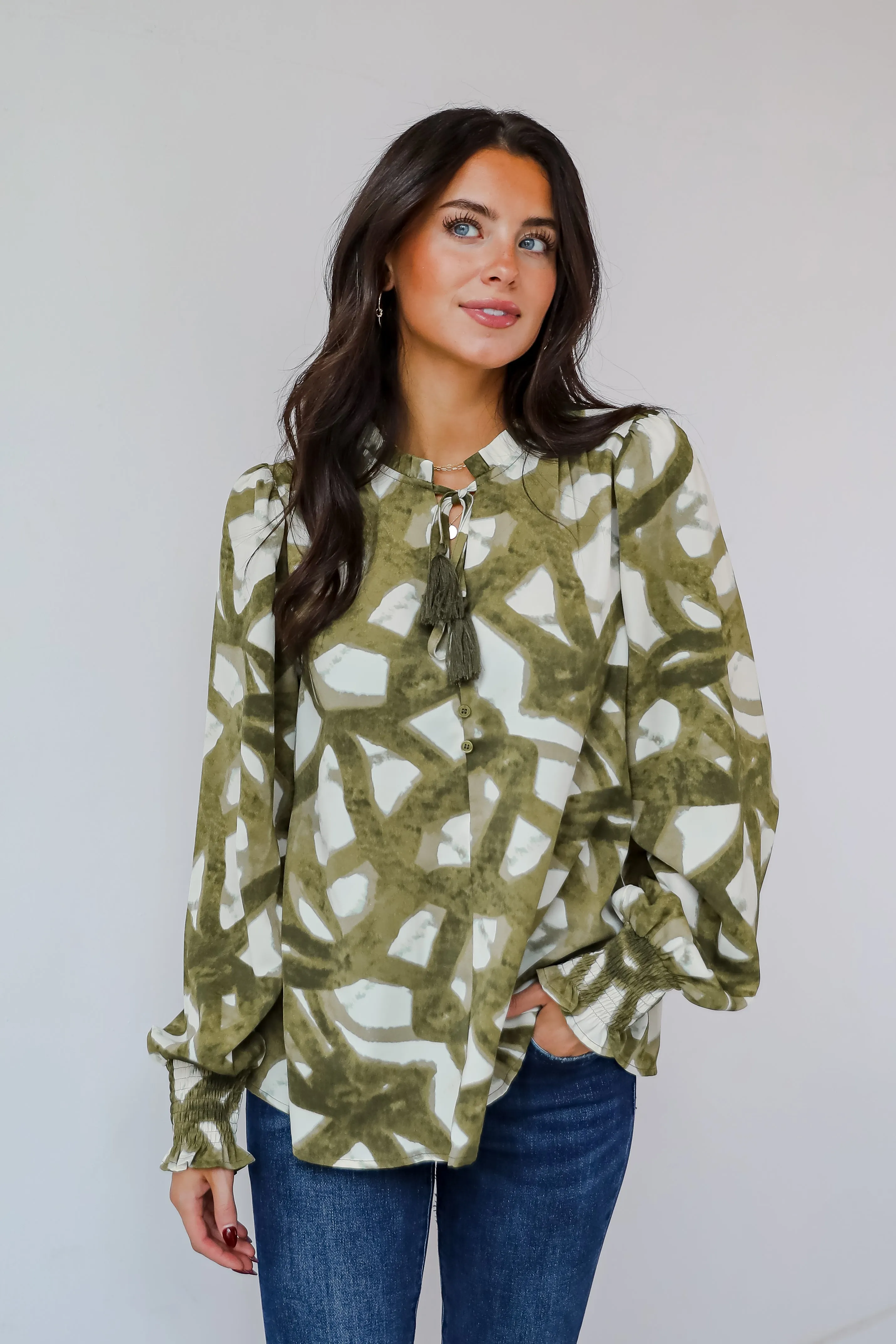 FINAL SALE - Flawlessly Posh Olive Blouse