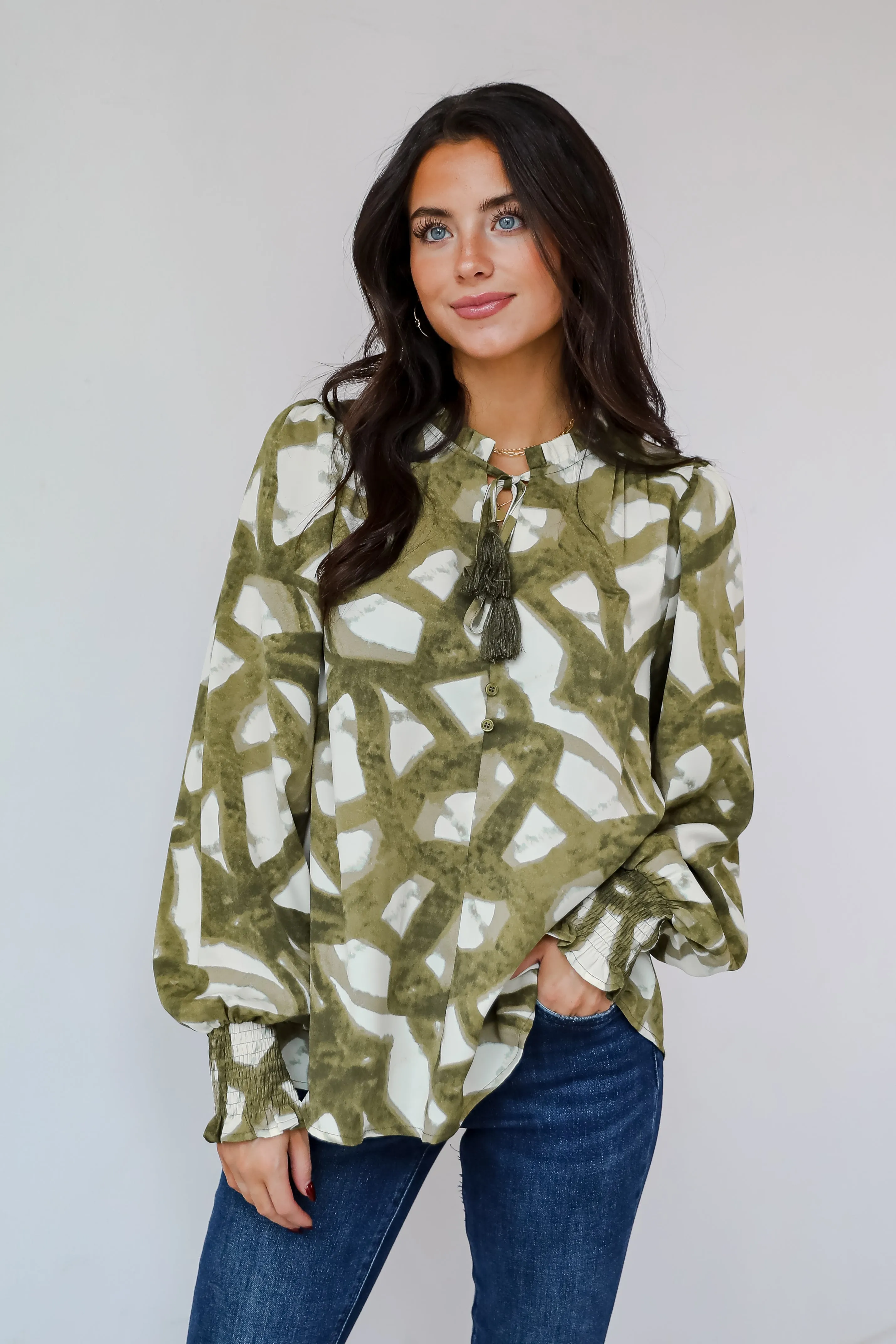 FINAL SALE - Flawlessly Posh Olive Blouse