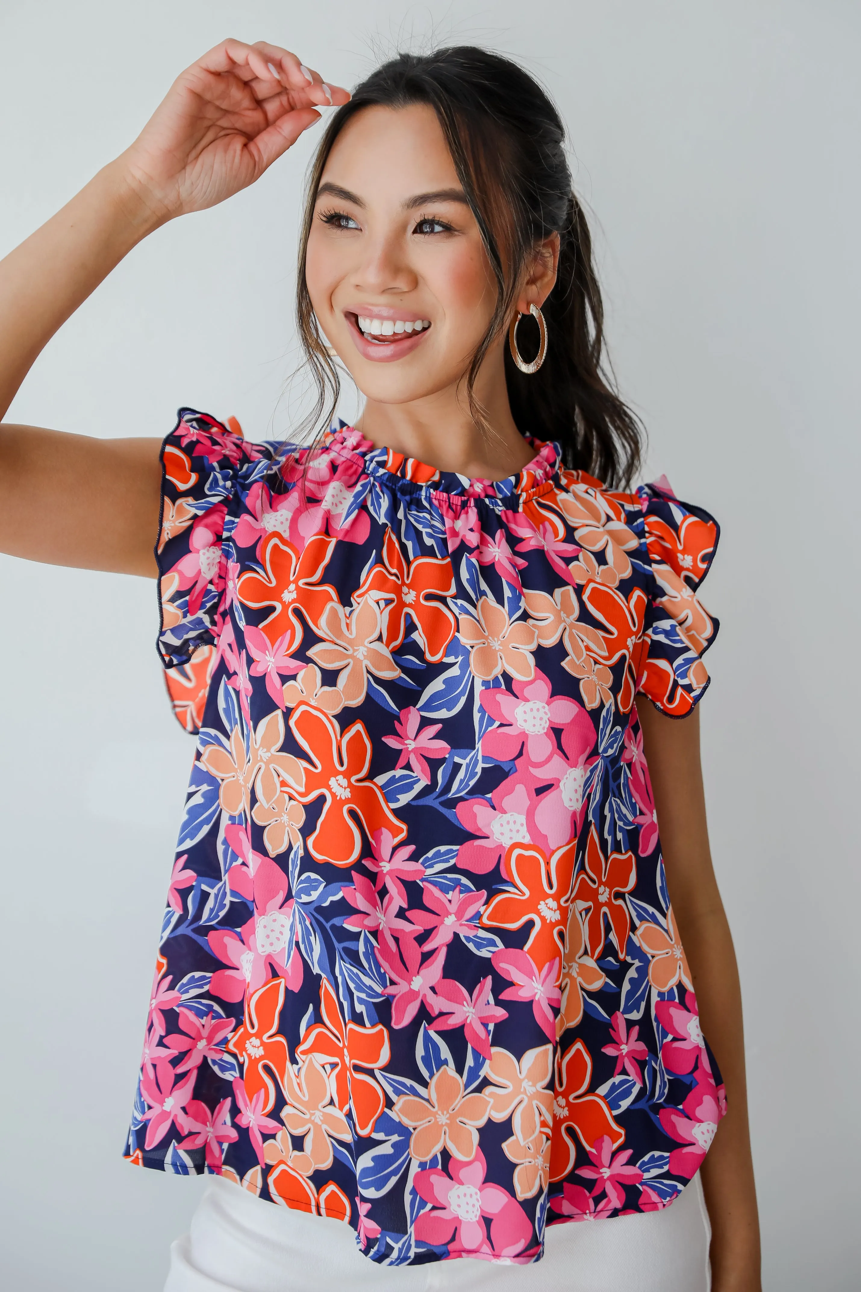 FINAL SALE - Luxe Sweetness Navy Floral Blouse