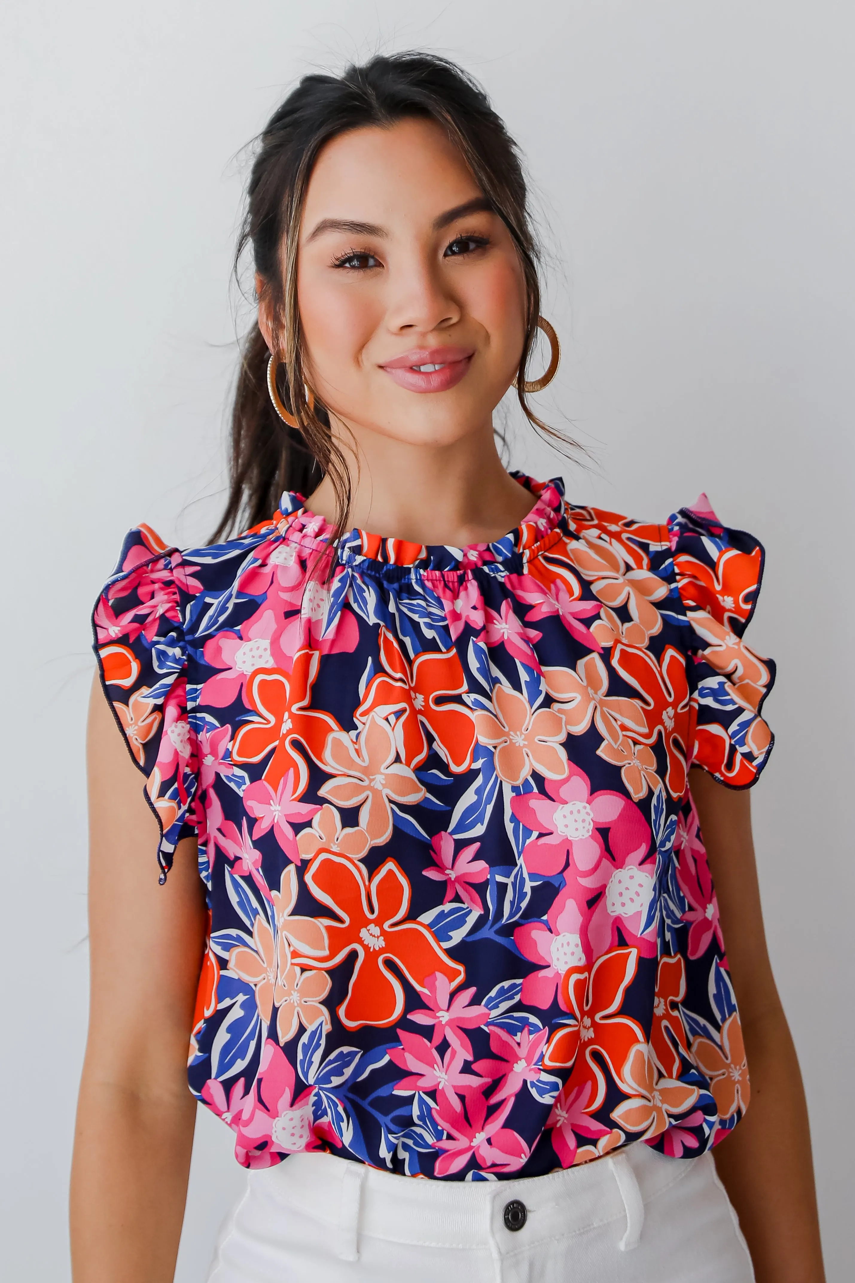 FINAL SALE - Luxe Sweetness Navy Floral Blouse