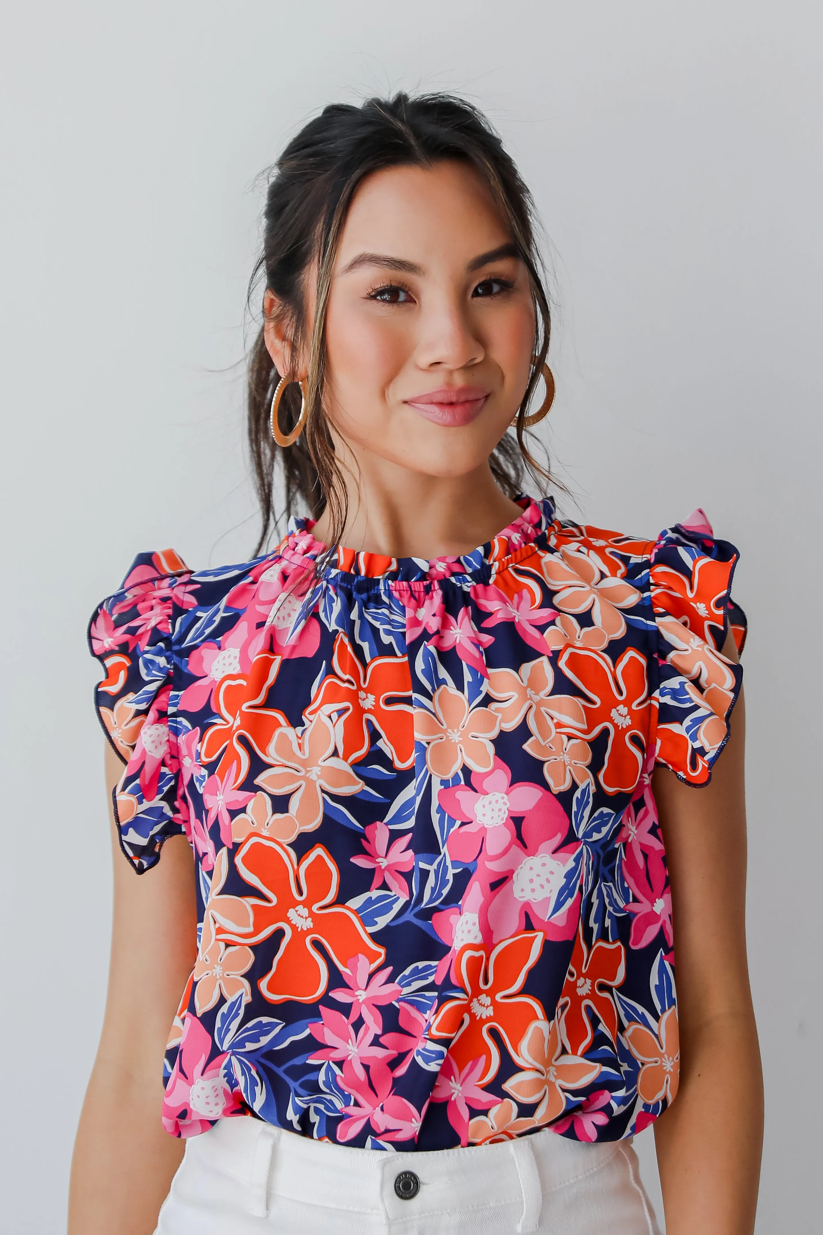 FINAL SALE - Luxe Sweetness Navy Floral Blouse