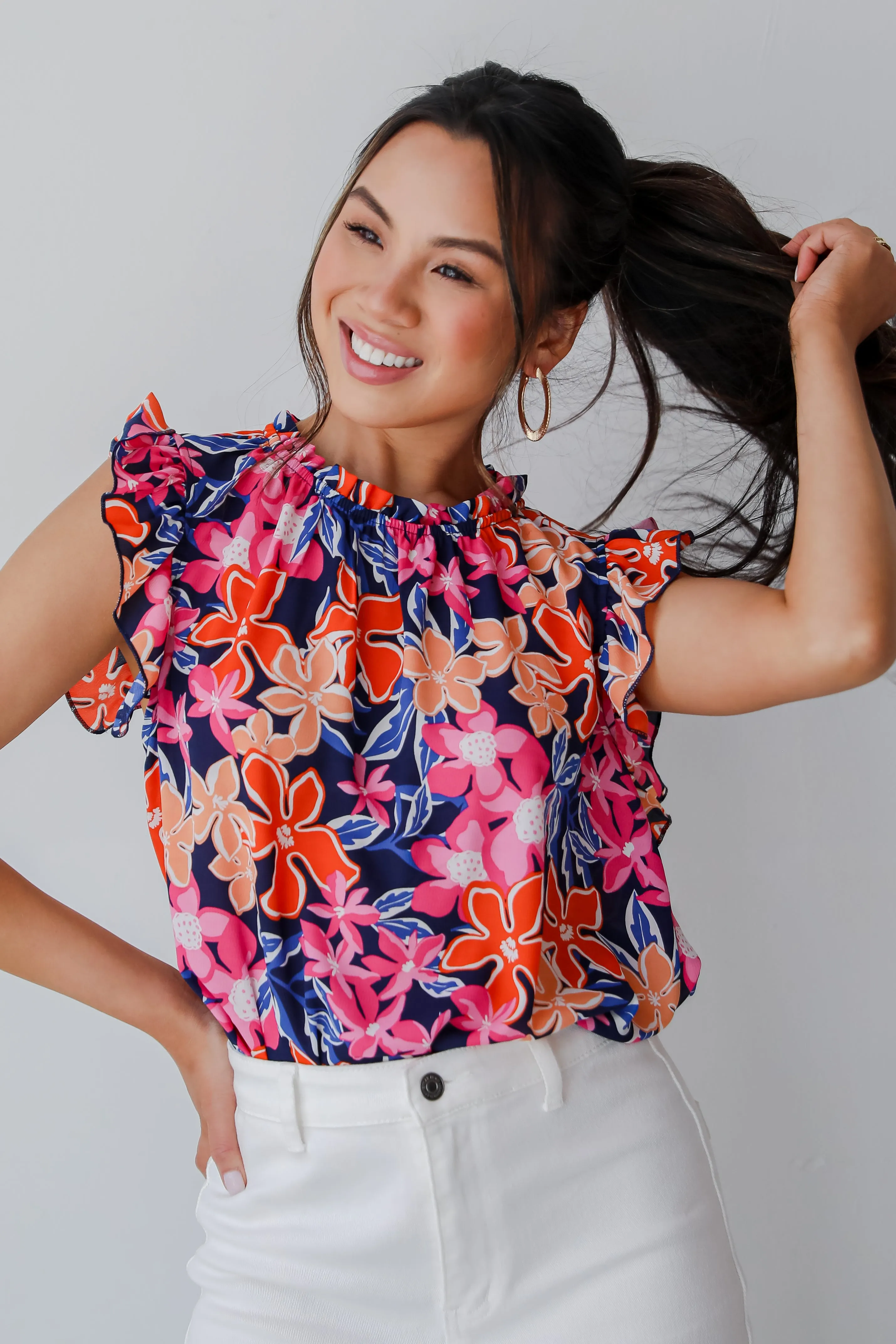 FINAL SALE - Luxe Sweetness Navy Floral Blouse