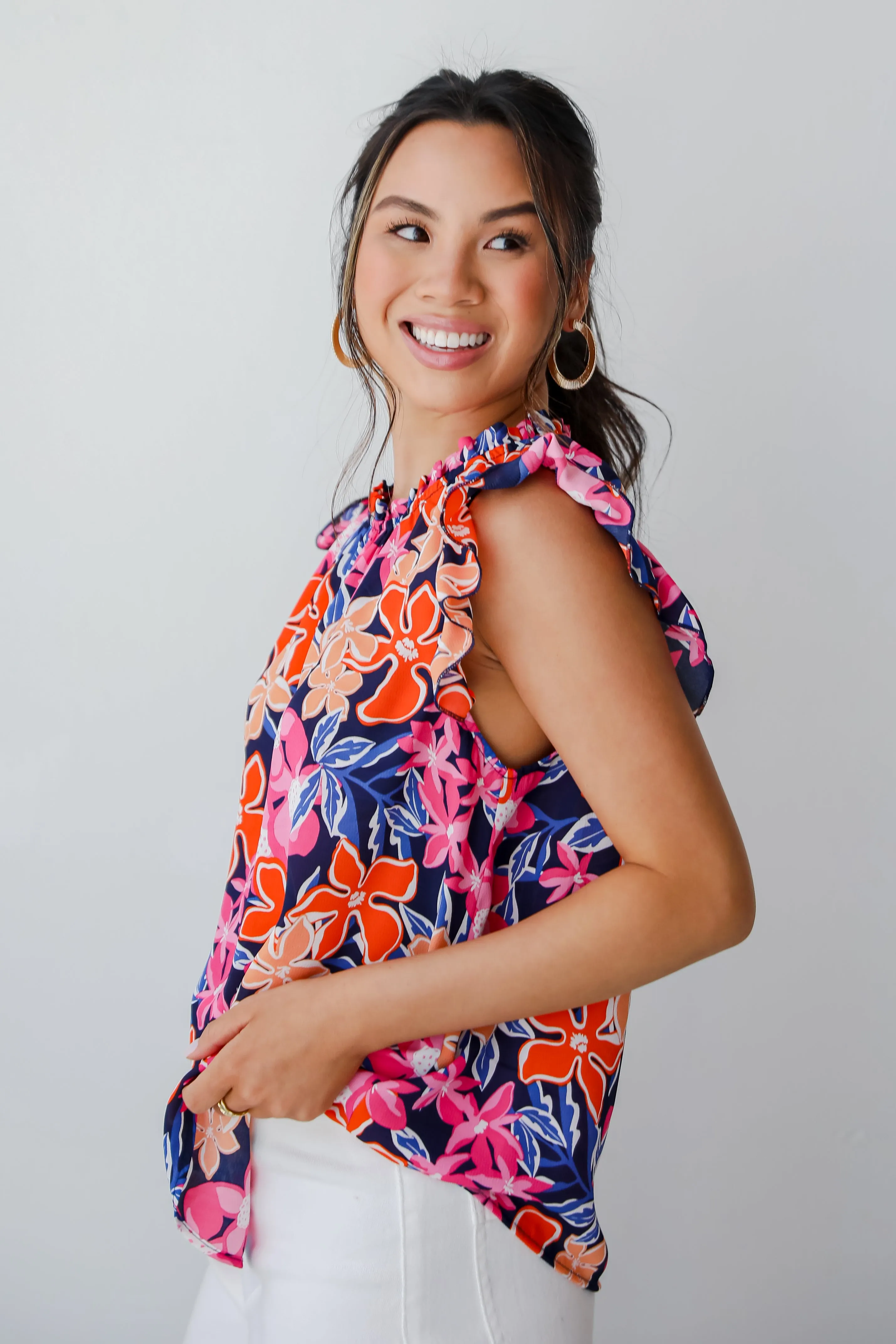 FINAL SALE - Luxe Sweetness Navy Floral Blouse