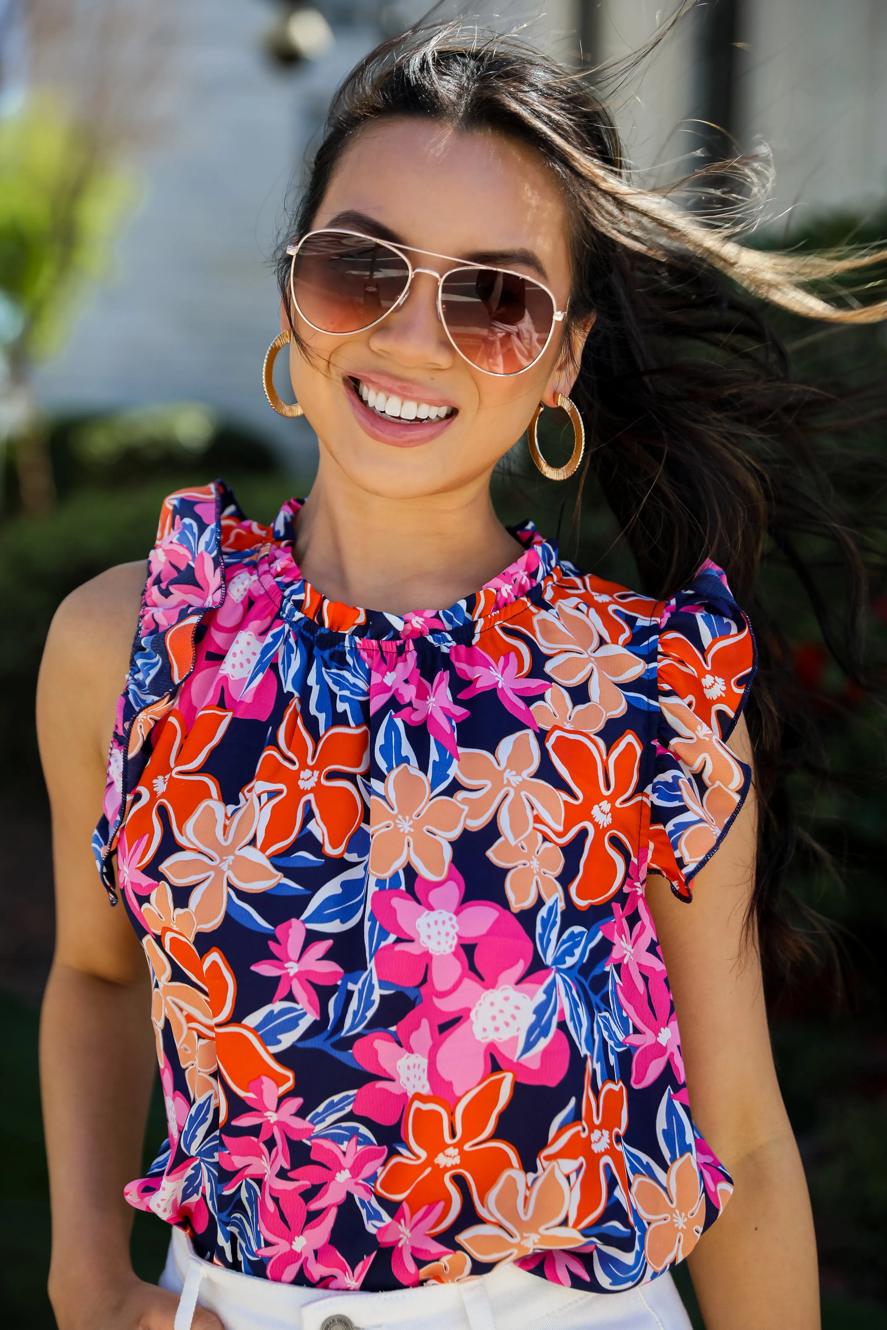FINAL SALE - Luxe Sweetness Navy Floral Blouse