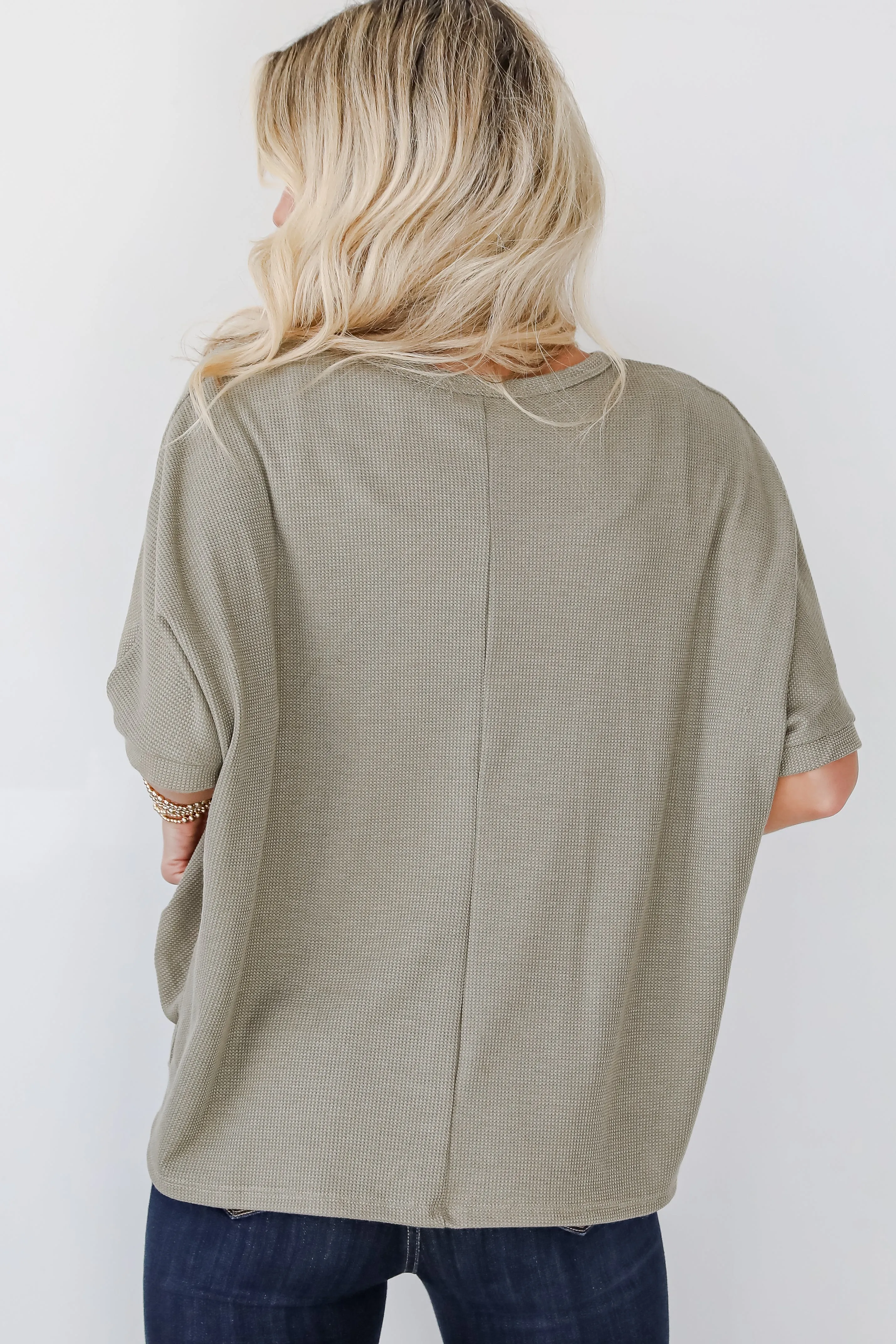FINAL SALE - Missy Olive Waffle Knit Top - DOORBUSTER