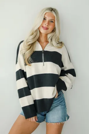 FINAL SALE - Open Book Cream Striped Collared Sweater