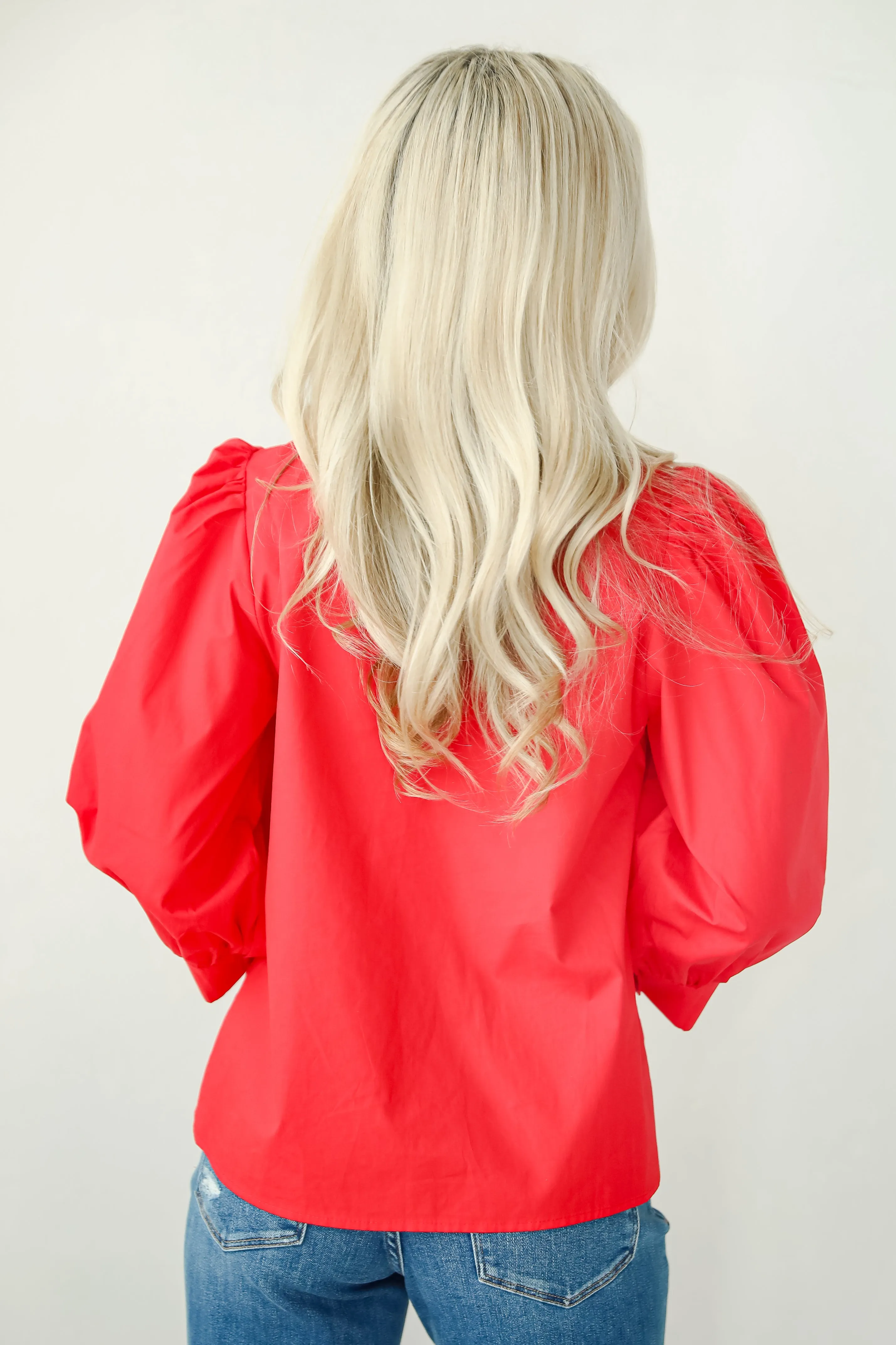 FINAL SALE - Perfectly Precious Red Bow Blouse