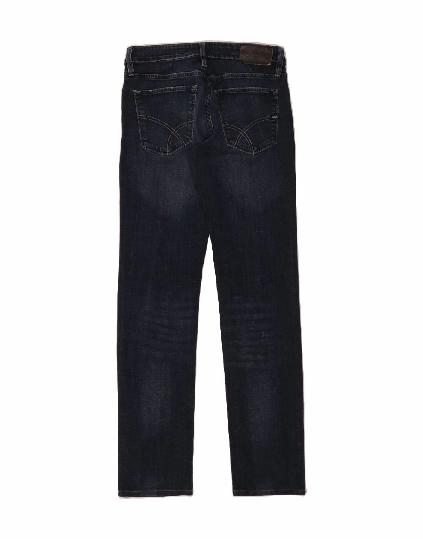 GAS Mens Straight Jeans W31 L36 Navy Blue Cotton