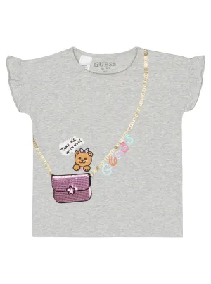 Grey Sequined Frill T-Shirt (2-7)