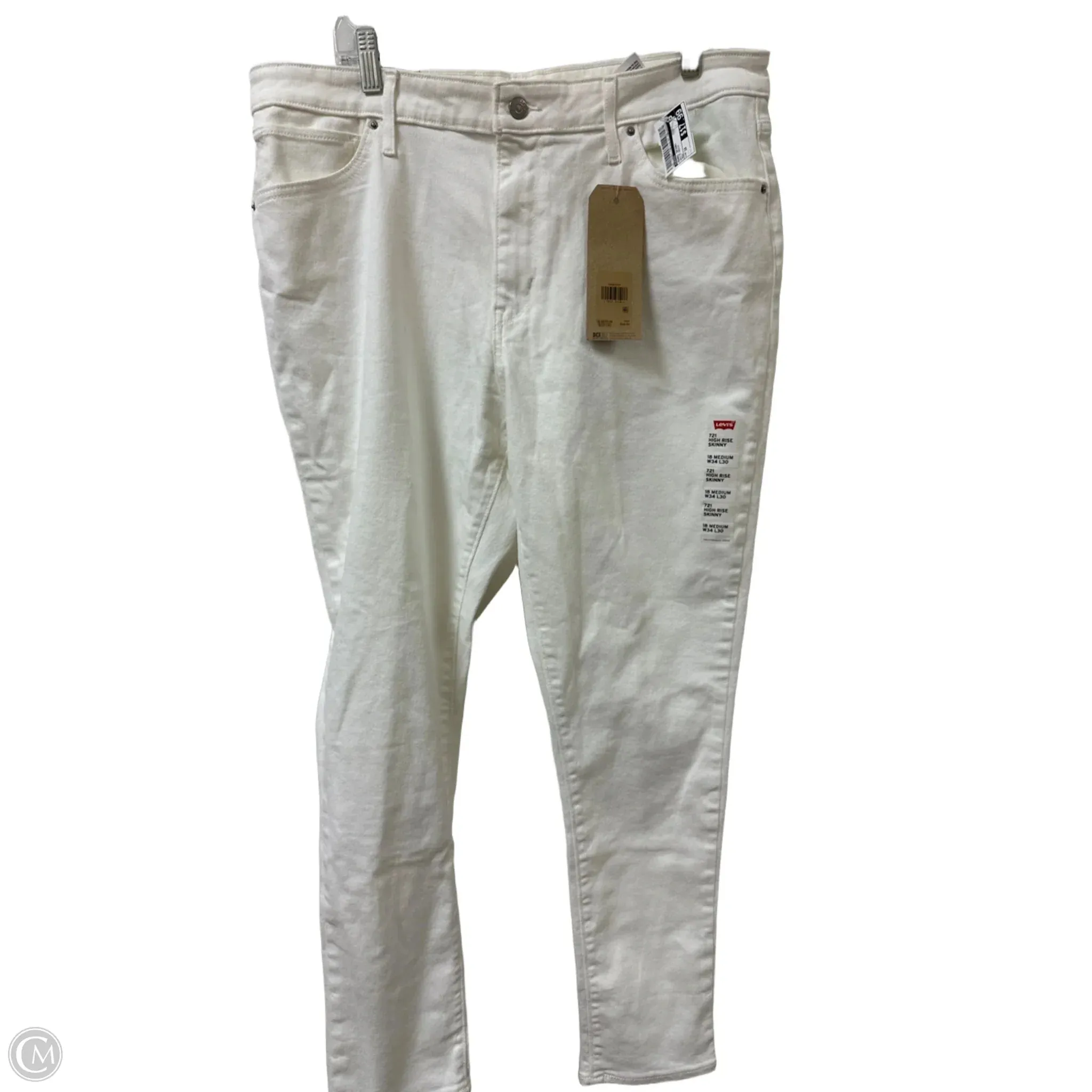Jeans Skinny By Levis In White Denim, Size: 18