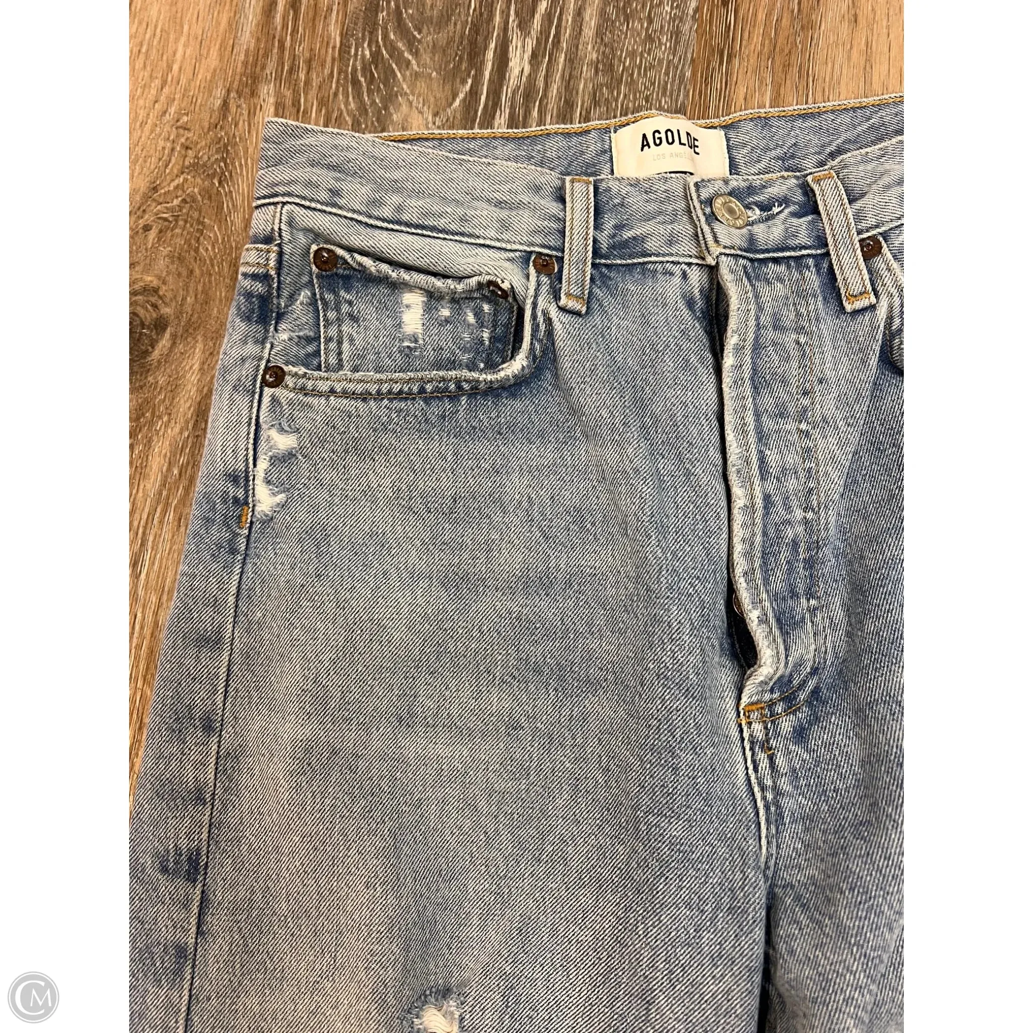 Jeans Straight By Agolde In Blue Denim, Size: 1/25