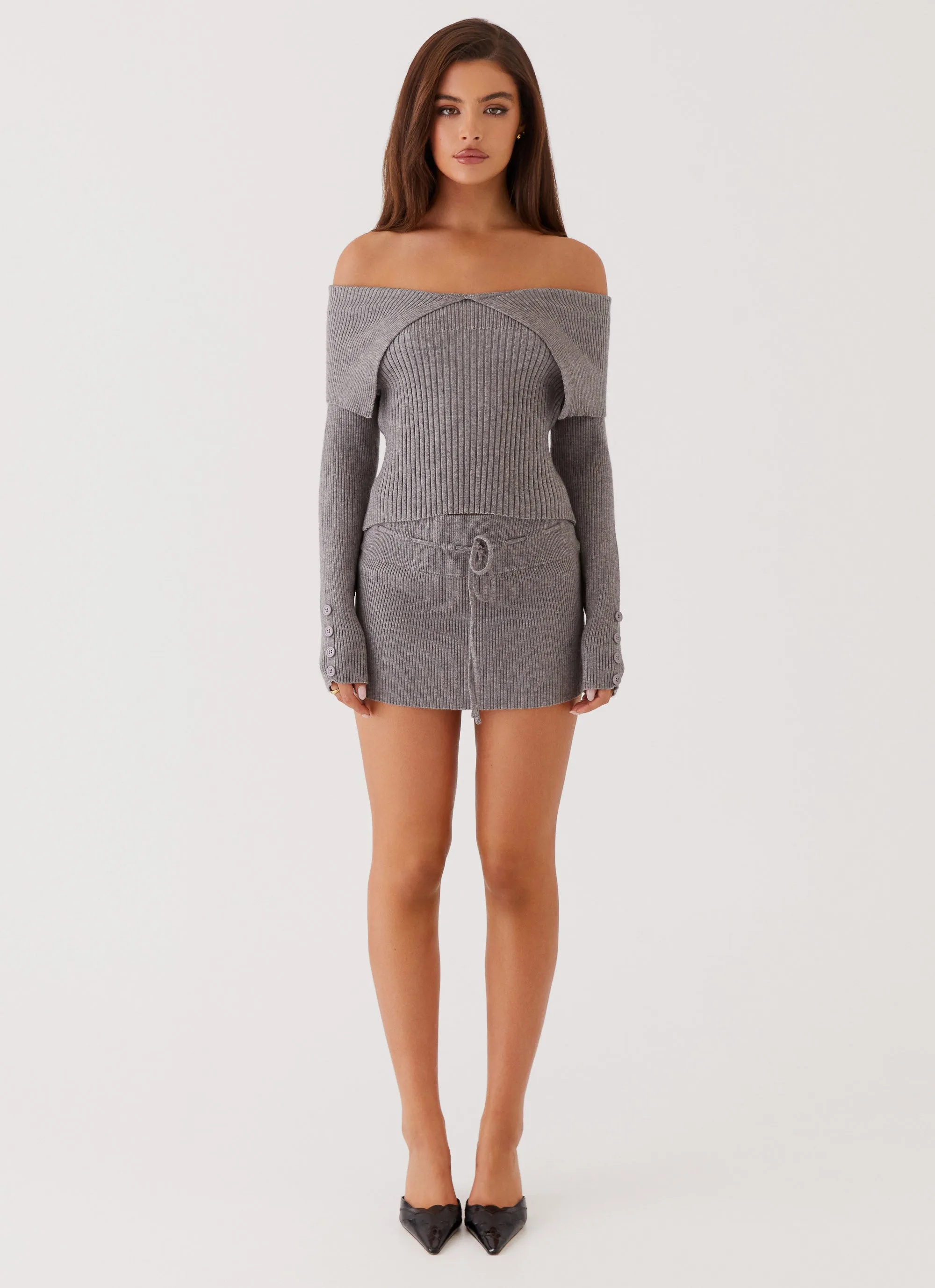 Maura Low Rise Mini Skirt - Charcoal