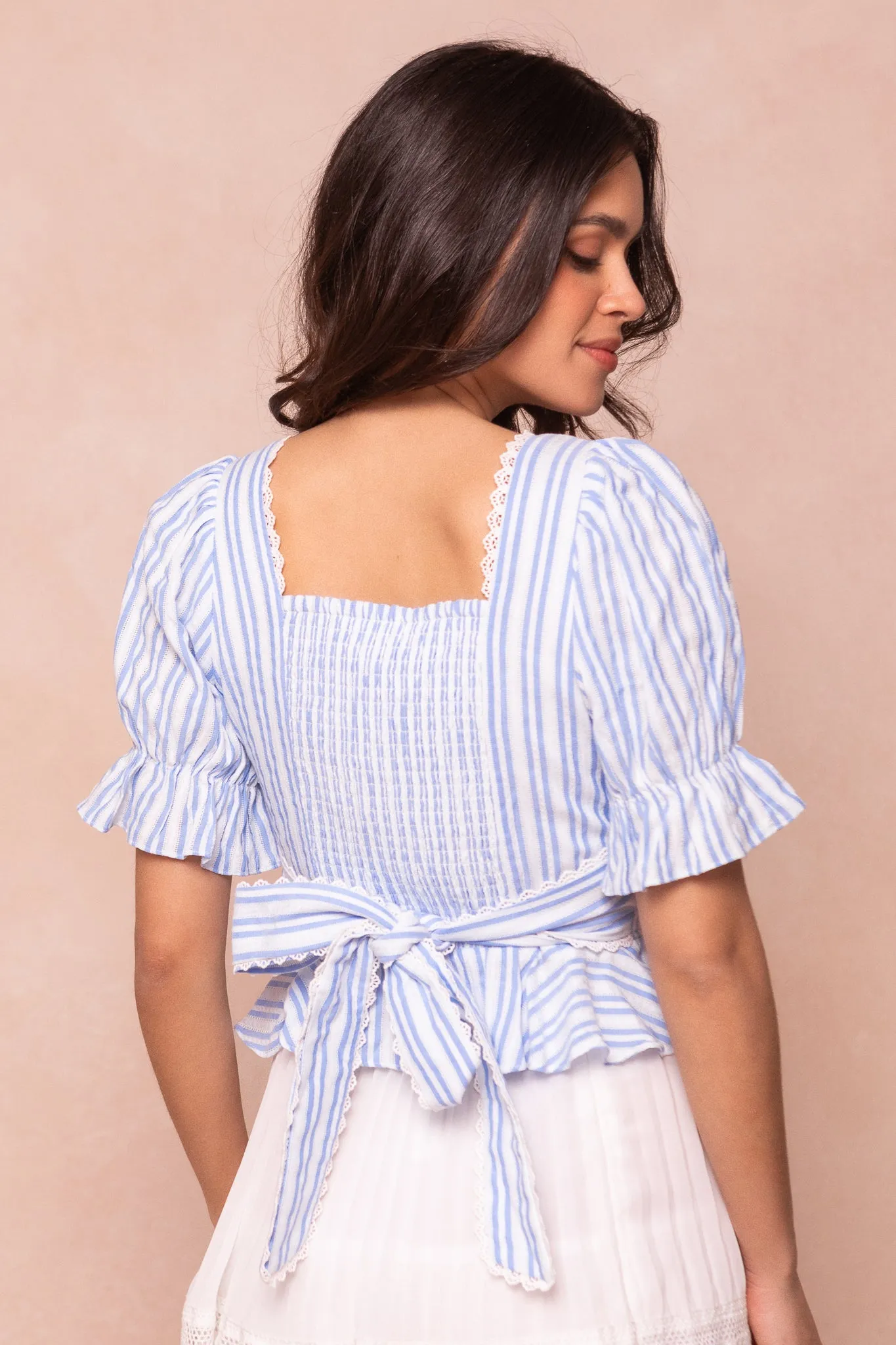 Noreen Top in Blue Stripes