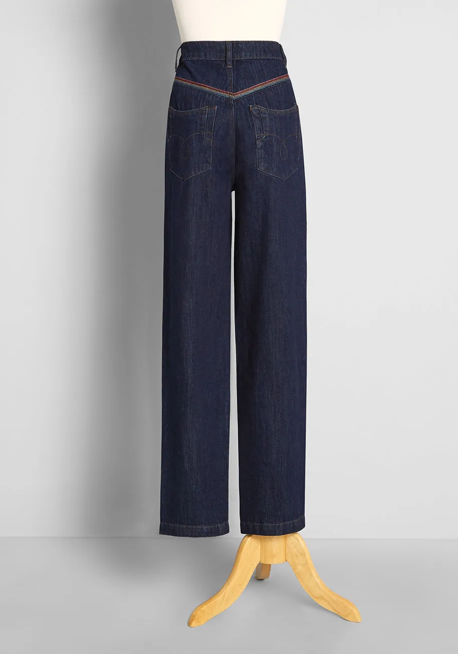 Rainbow In Tow Embroidered Jeans