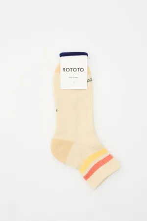 Retro Athletic Ankle Sock Coral/Yellow