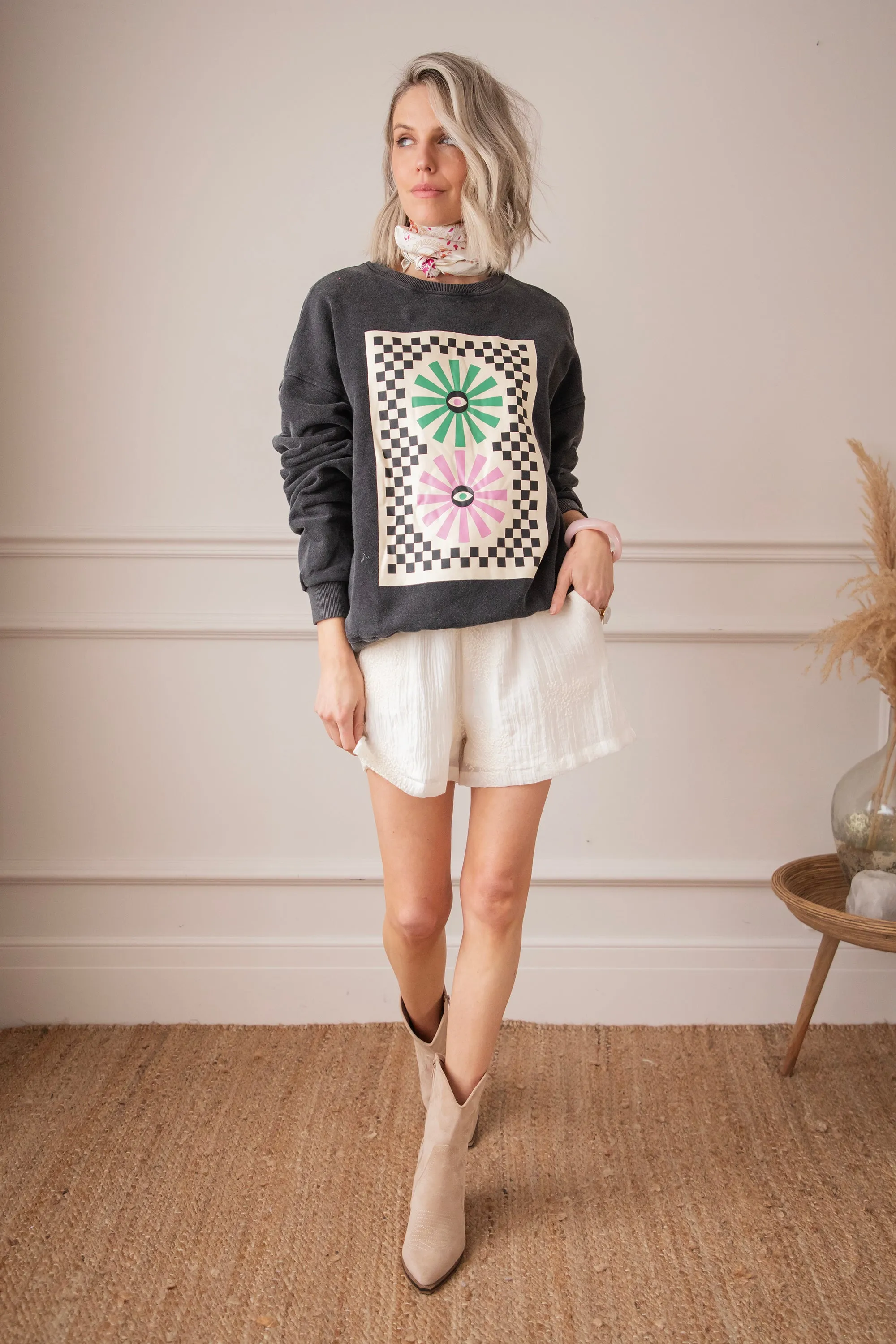 Retro Visual Dark Grey - Sweater