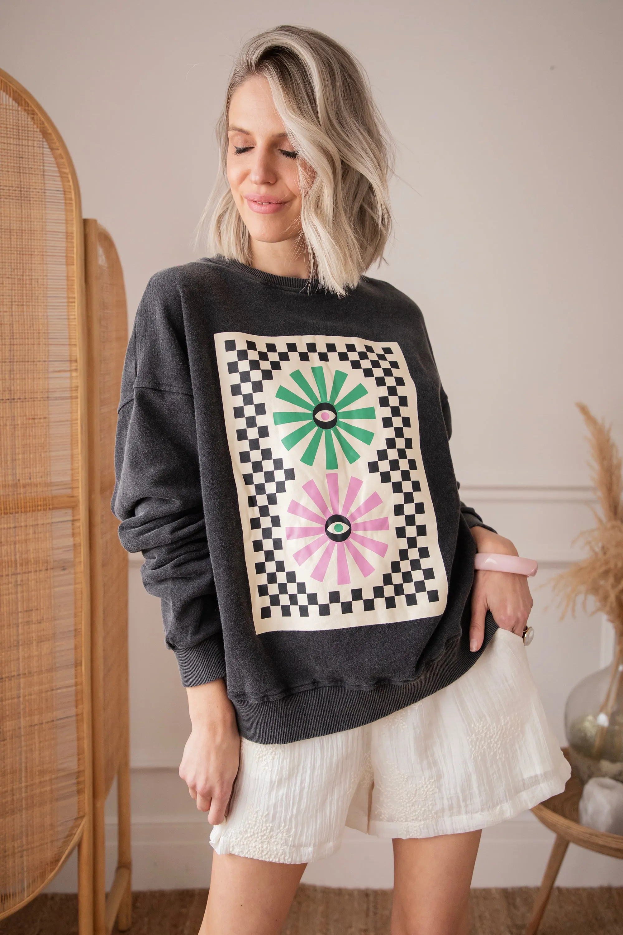 Retro Visual Dark Grey - Sweater