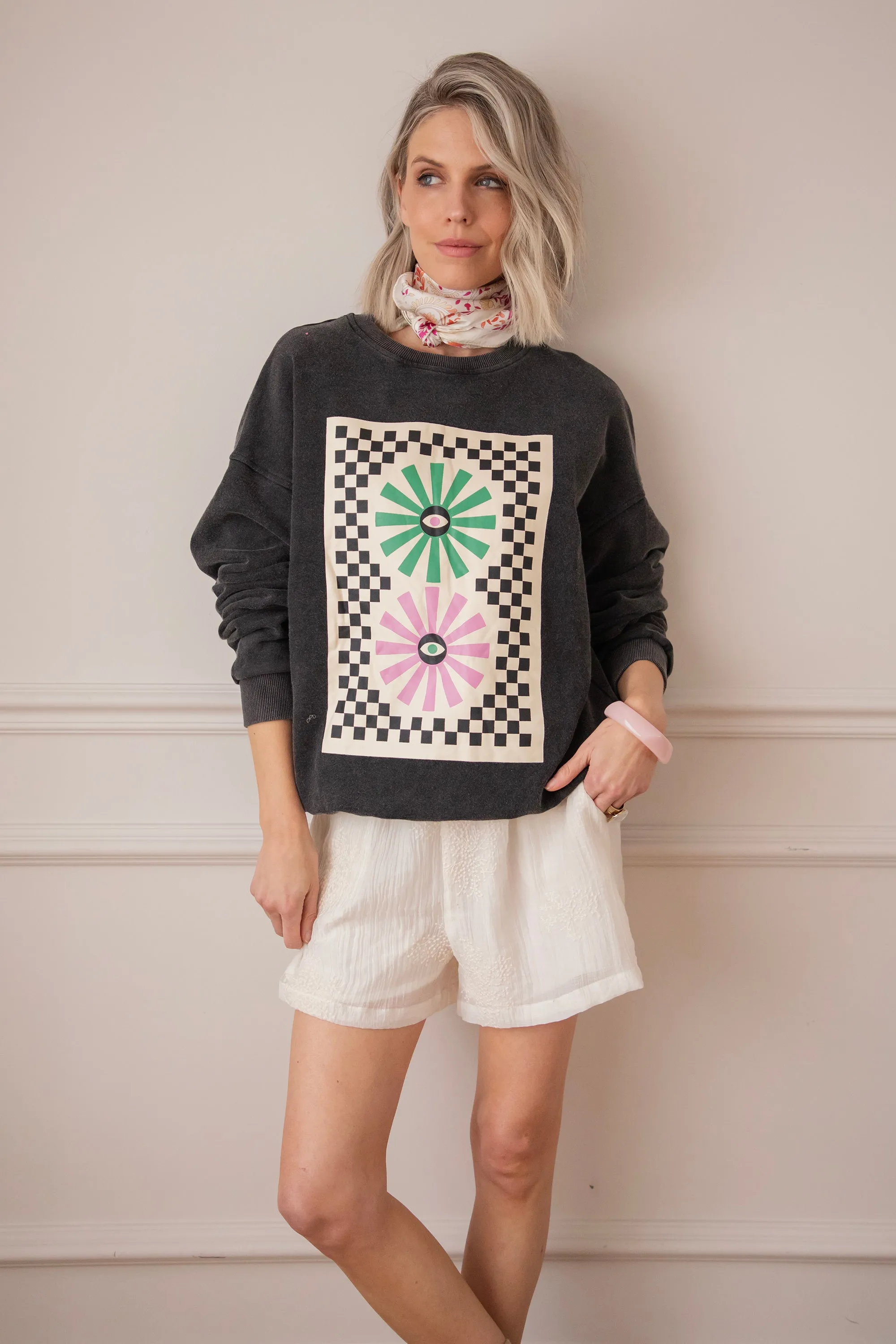 Retro Visual Dark Grey - Sweater