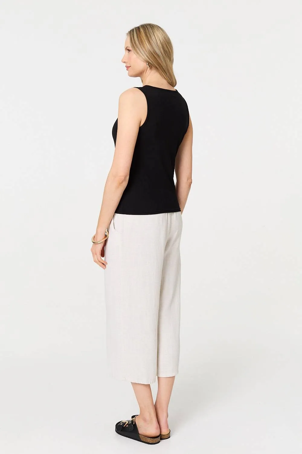 Sleeveless Button Front Slim Vest Top
