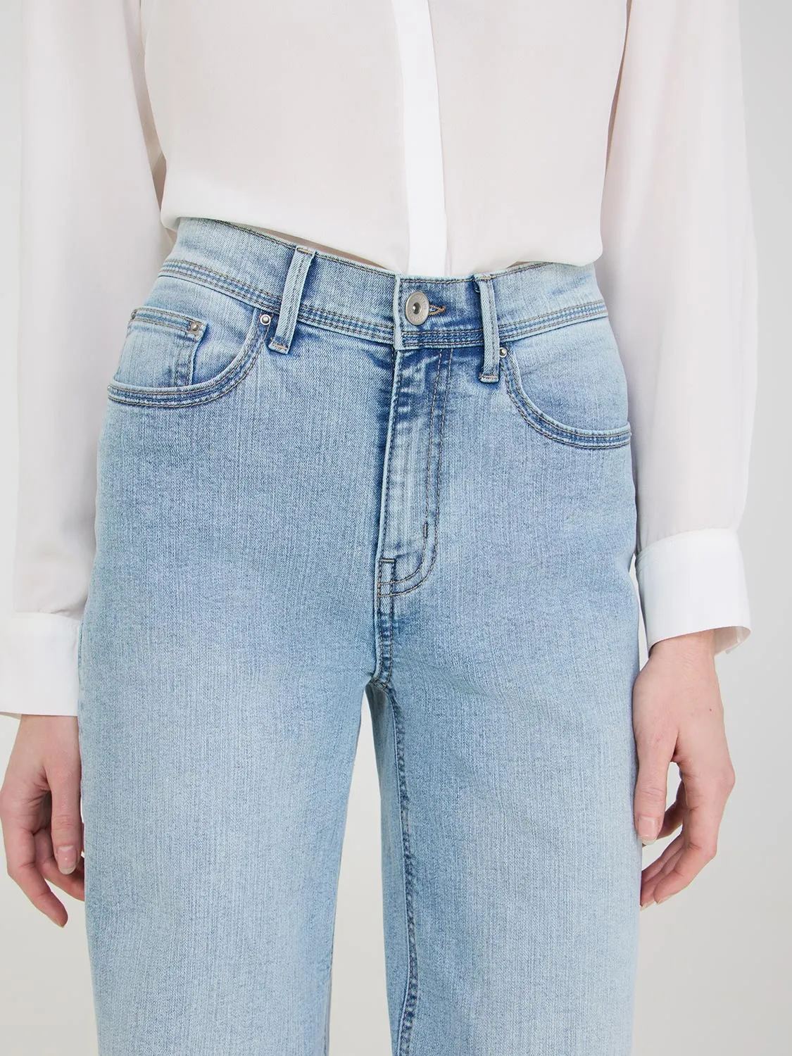 Straight Leg Jeans With Wide Cuff