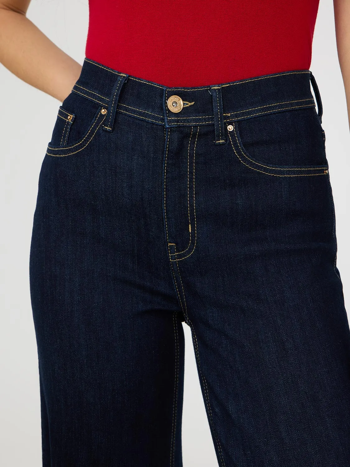 Straight Leg Jeans With Wide Cuff