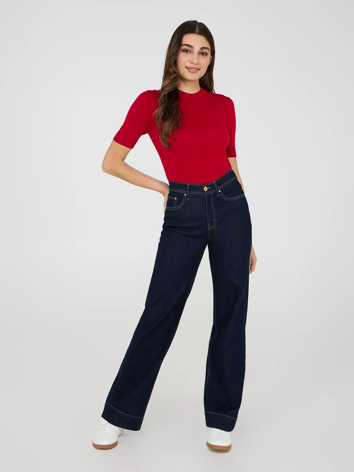 Straight Leg Jeans With Wide Cuff