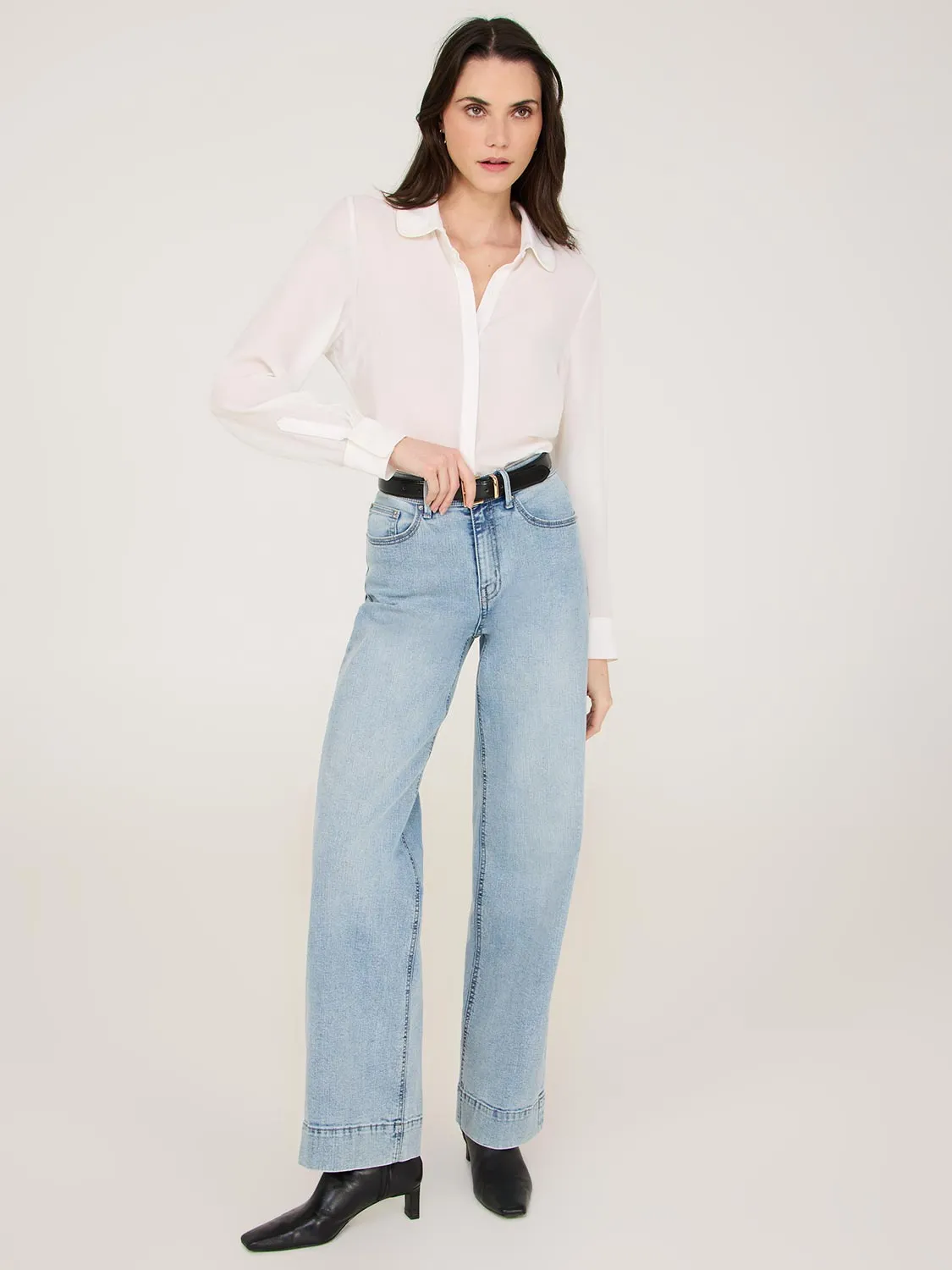 Straight Leg Jeans With Wide Cuff