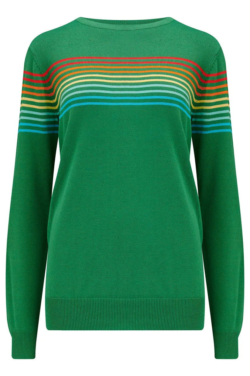 Sugarhill Rita Jumper Rainbow Lines Green