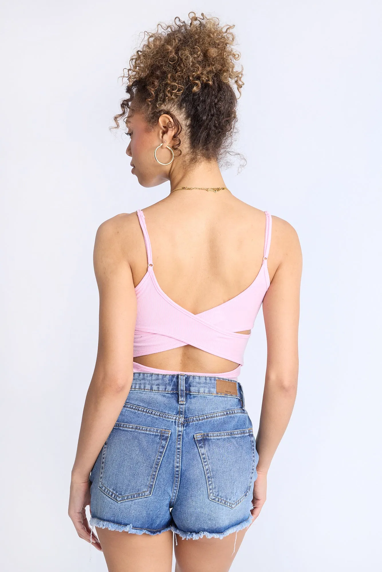 Super Soft Ribbed Cross-Back Bodysuit