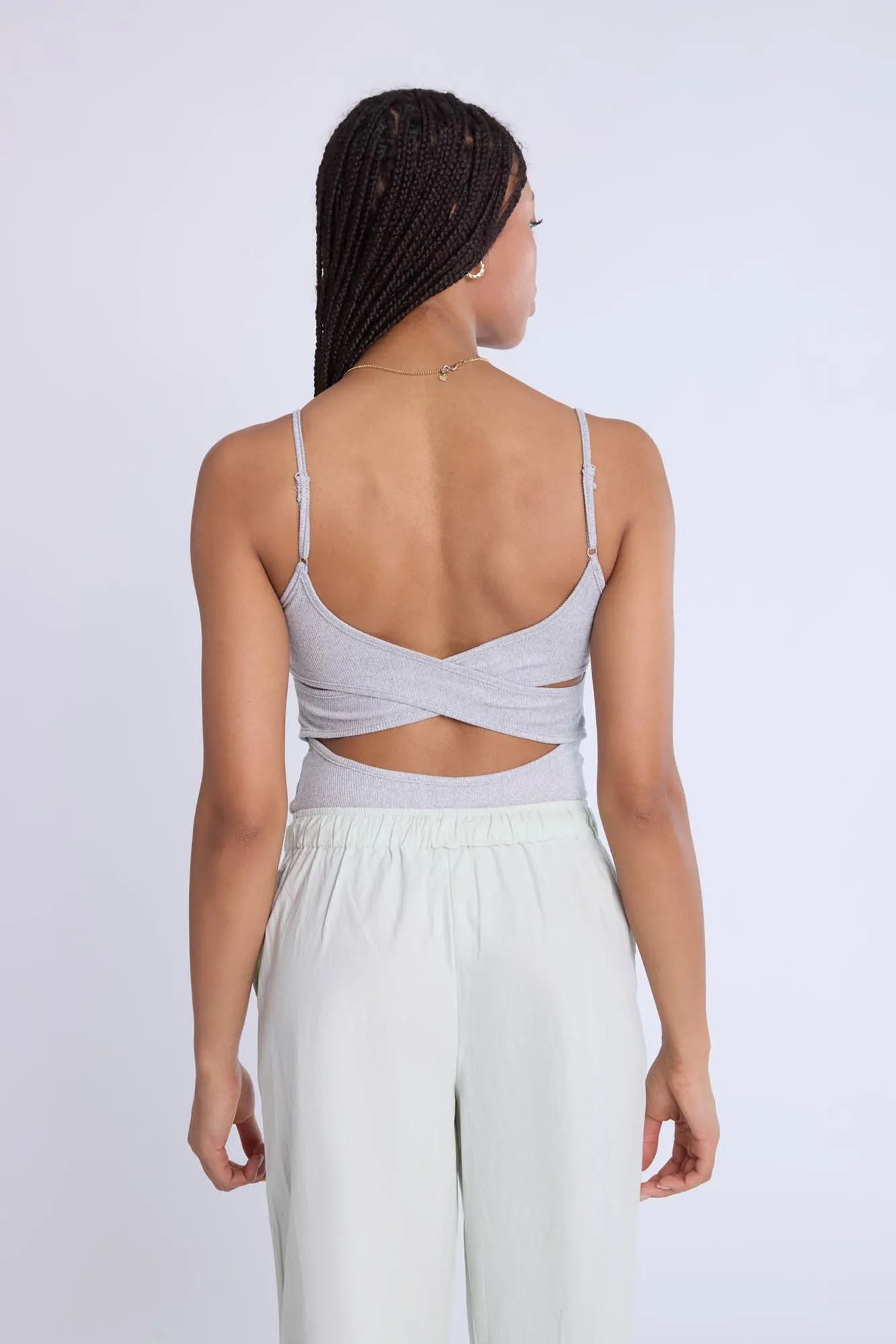 Super Soft Ribbed Cross-Back Bodysuit