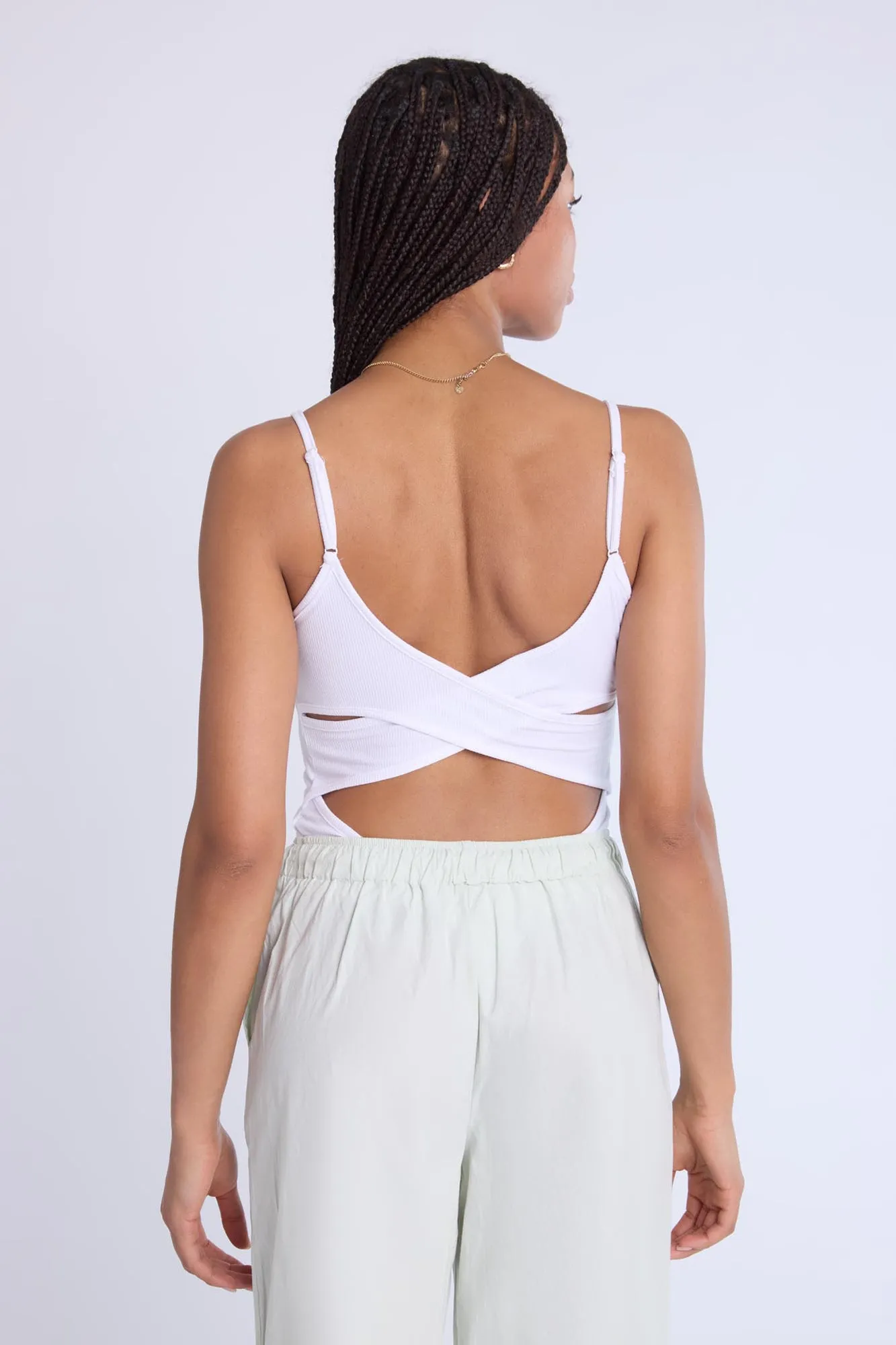 Super Soft Ribbed Cross-Back Bodysuit