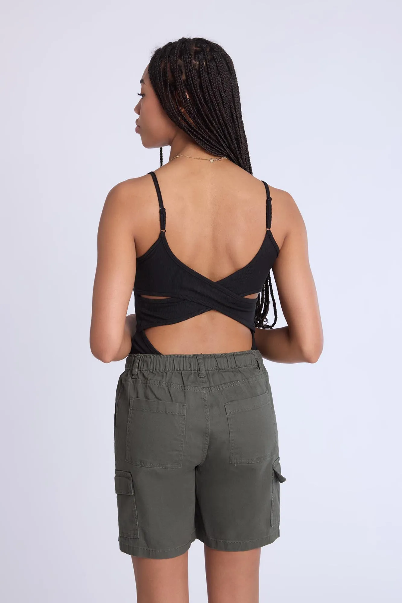 Super Soft Ribbed Cross-Back Bodysuit