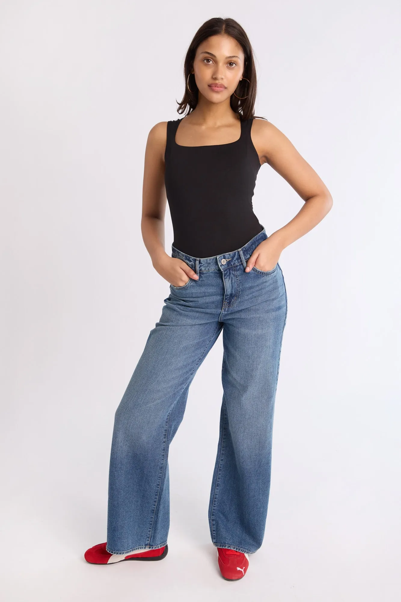 Super Soft Square Neck Open-Back Bodysuit