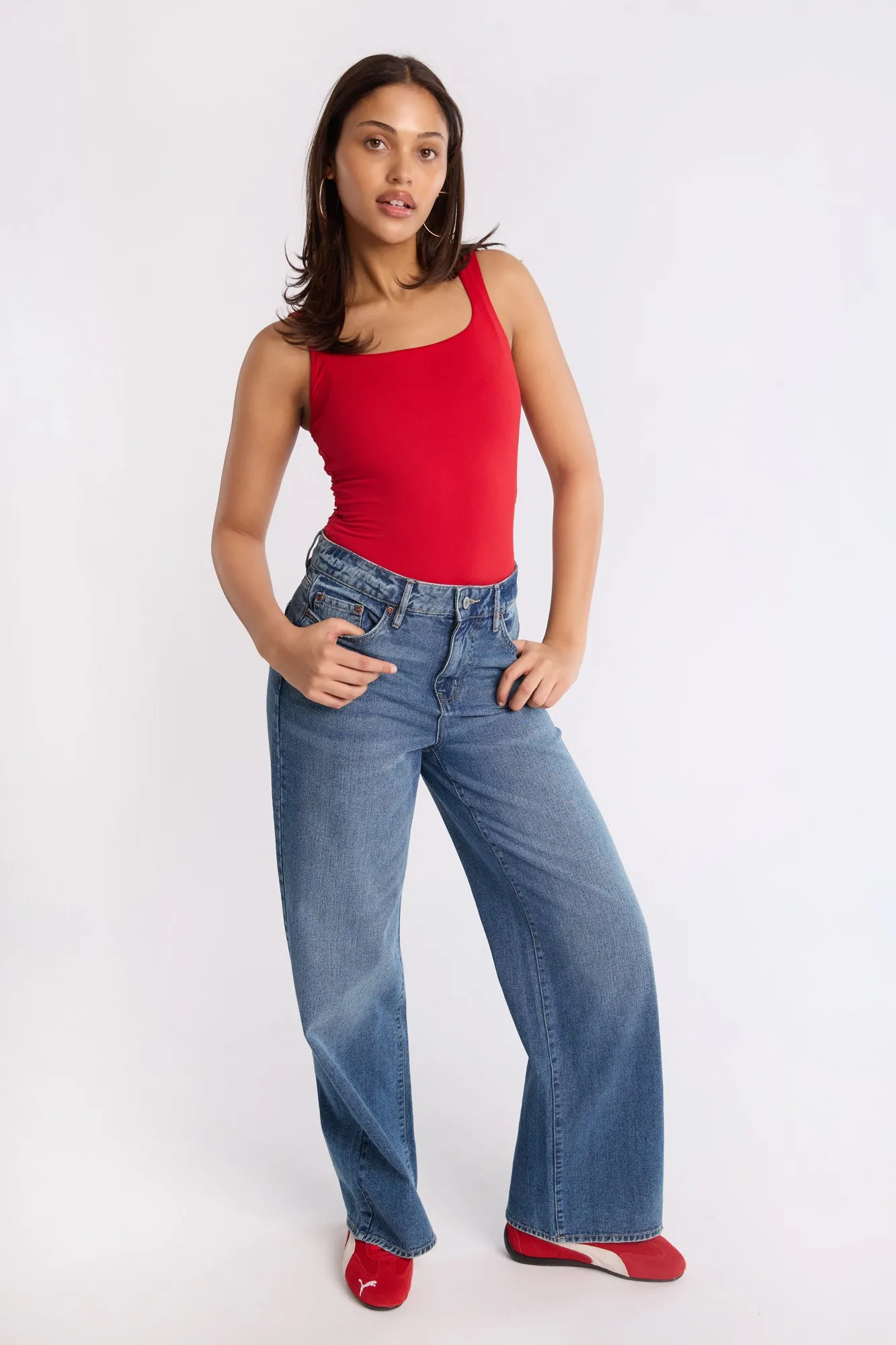 Super Soft Square Neck Open-Back Bodysuit