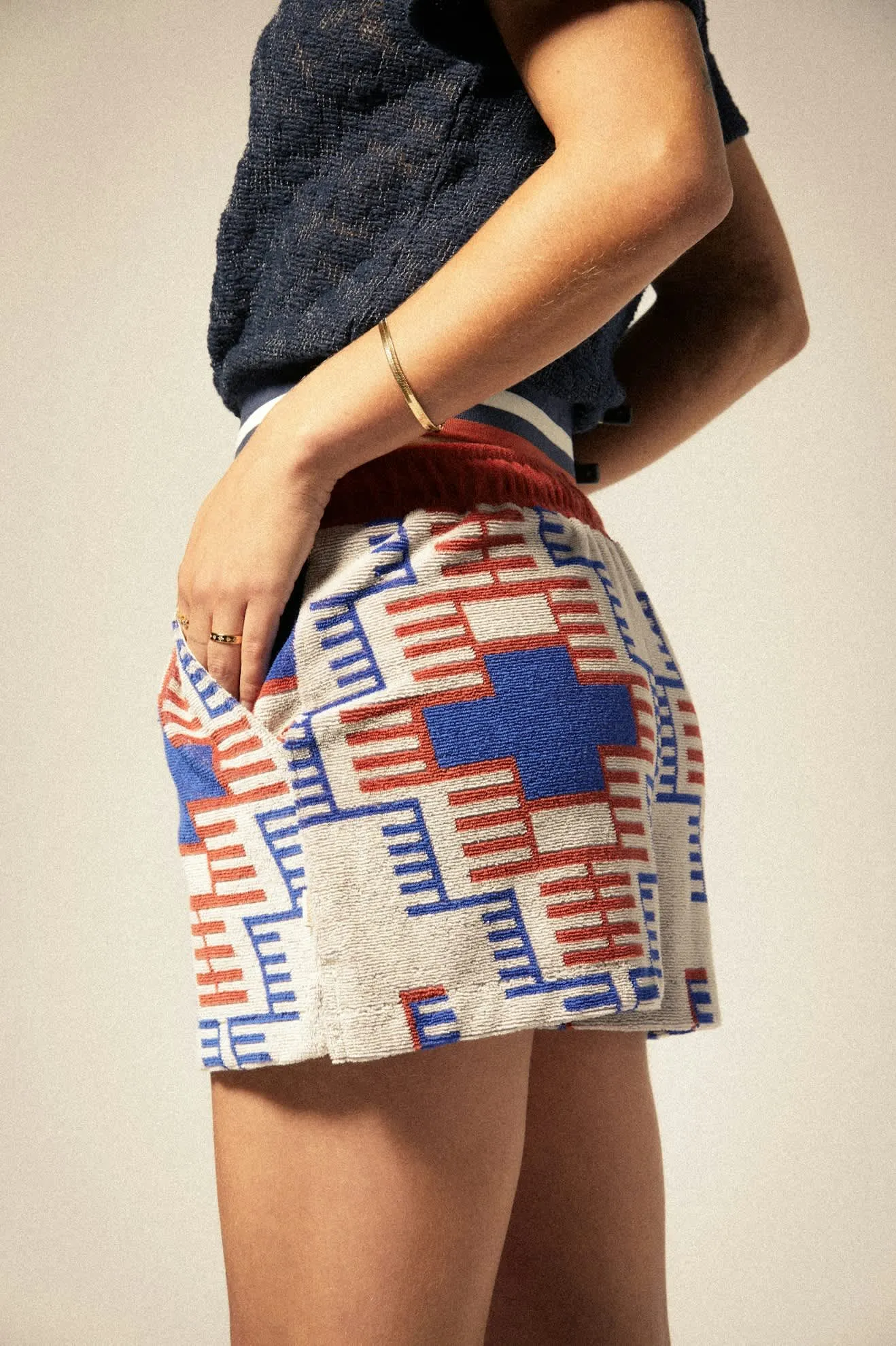 Trail Terry Cloth Short - Electronic Indigo Pattern