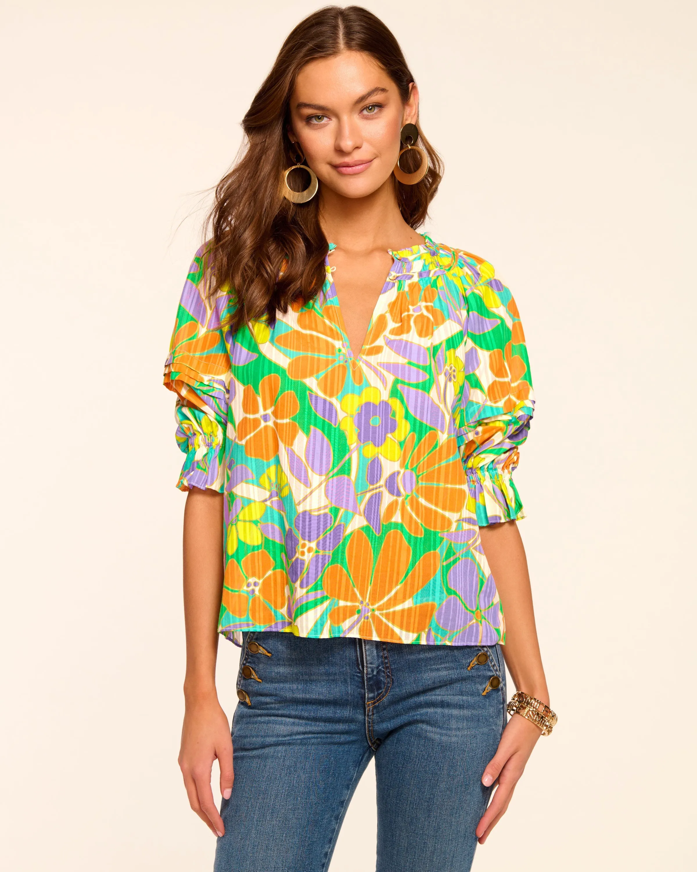 Trixie Puff Sleeve V-Neck Blouse