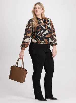 Twist Mock Neck Top & Straight Leg Jeans