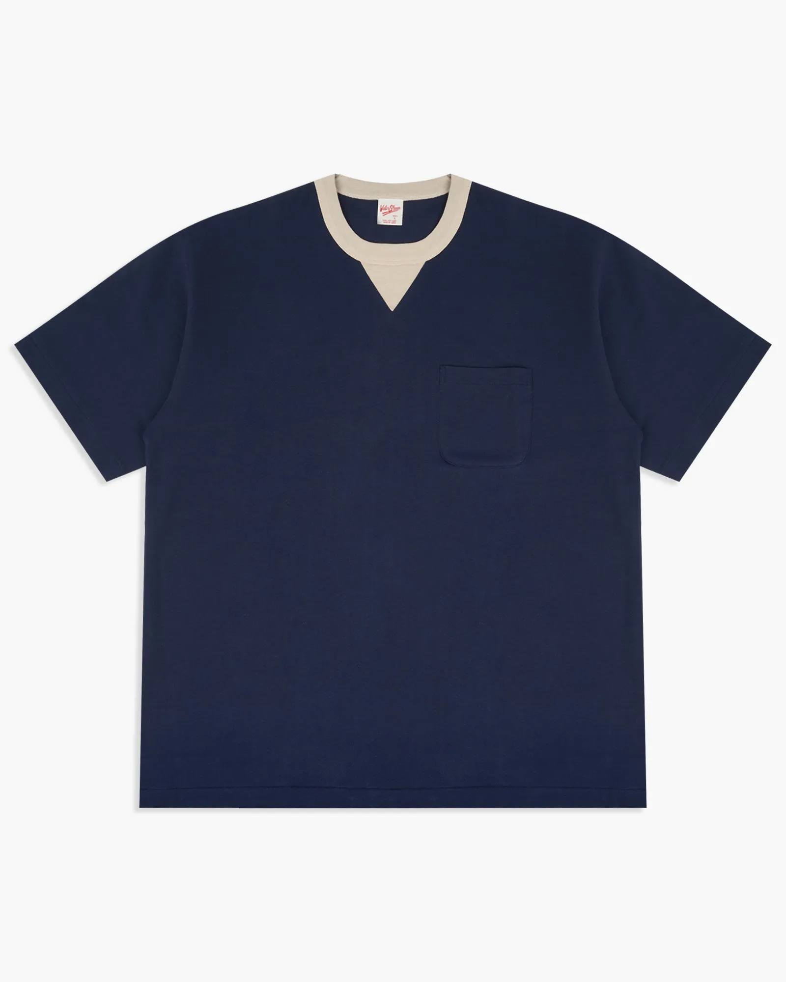 Velva Sheen Made In Japan 2-Tone S/S Pocket Tee - Navy / Off White