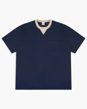 Velva Sheen Made In Japan 2-Tone S/S Pocket Tee - Navy / Off White