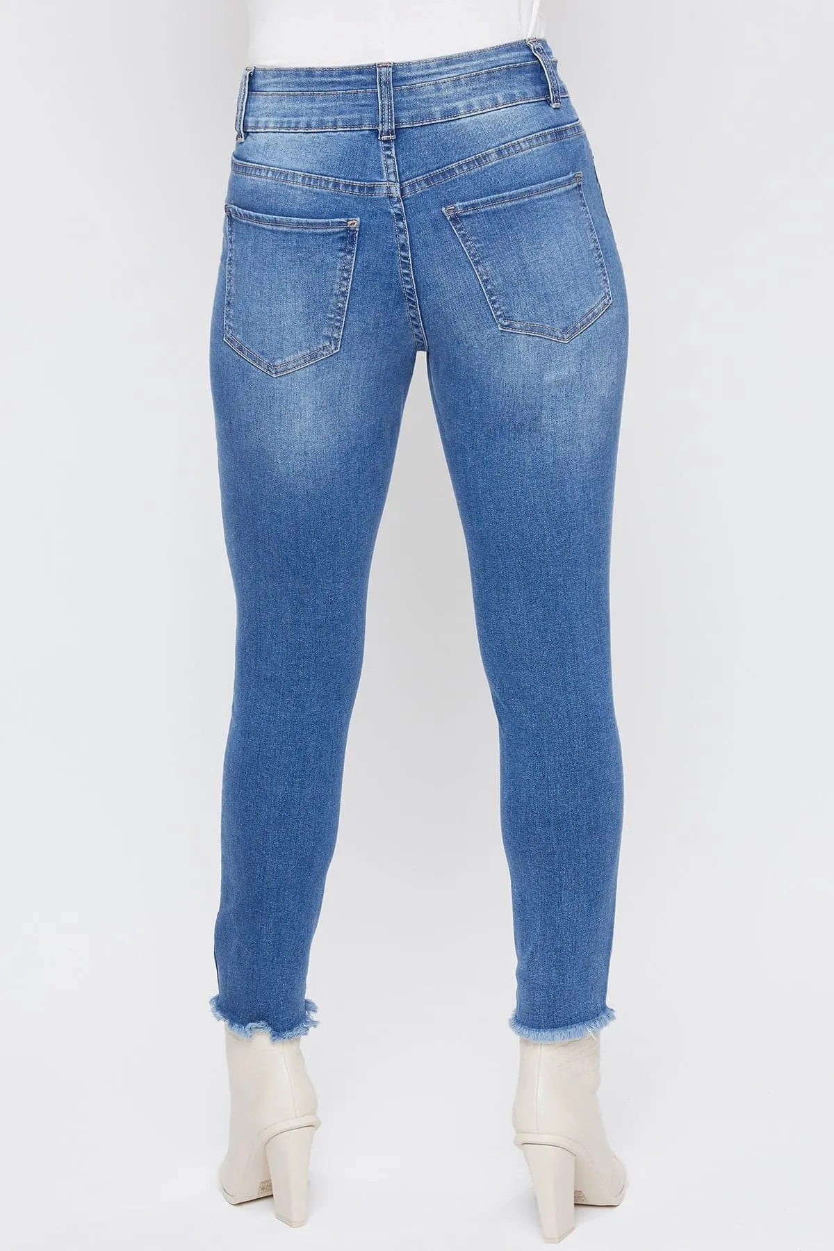 Women's WannaBettaButt 2-Button Fray Hem Ankle Jean
