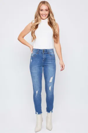 Women's WannaBettaButt 2-Button Fray Hem Ankle Jean