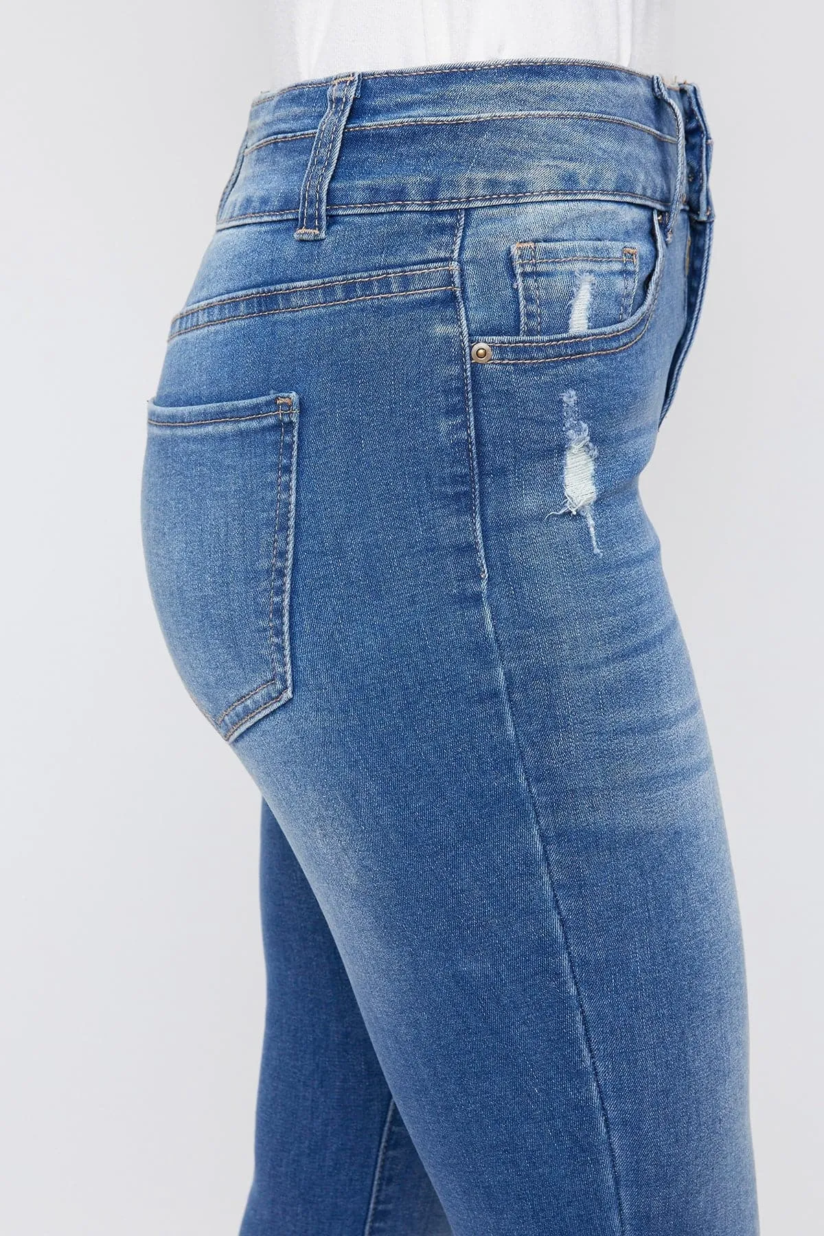 Women's WannaBettaButt 2-Button Fray Hem Ankle Jean