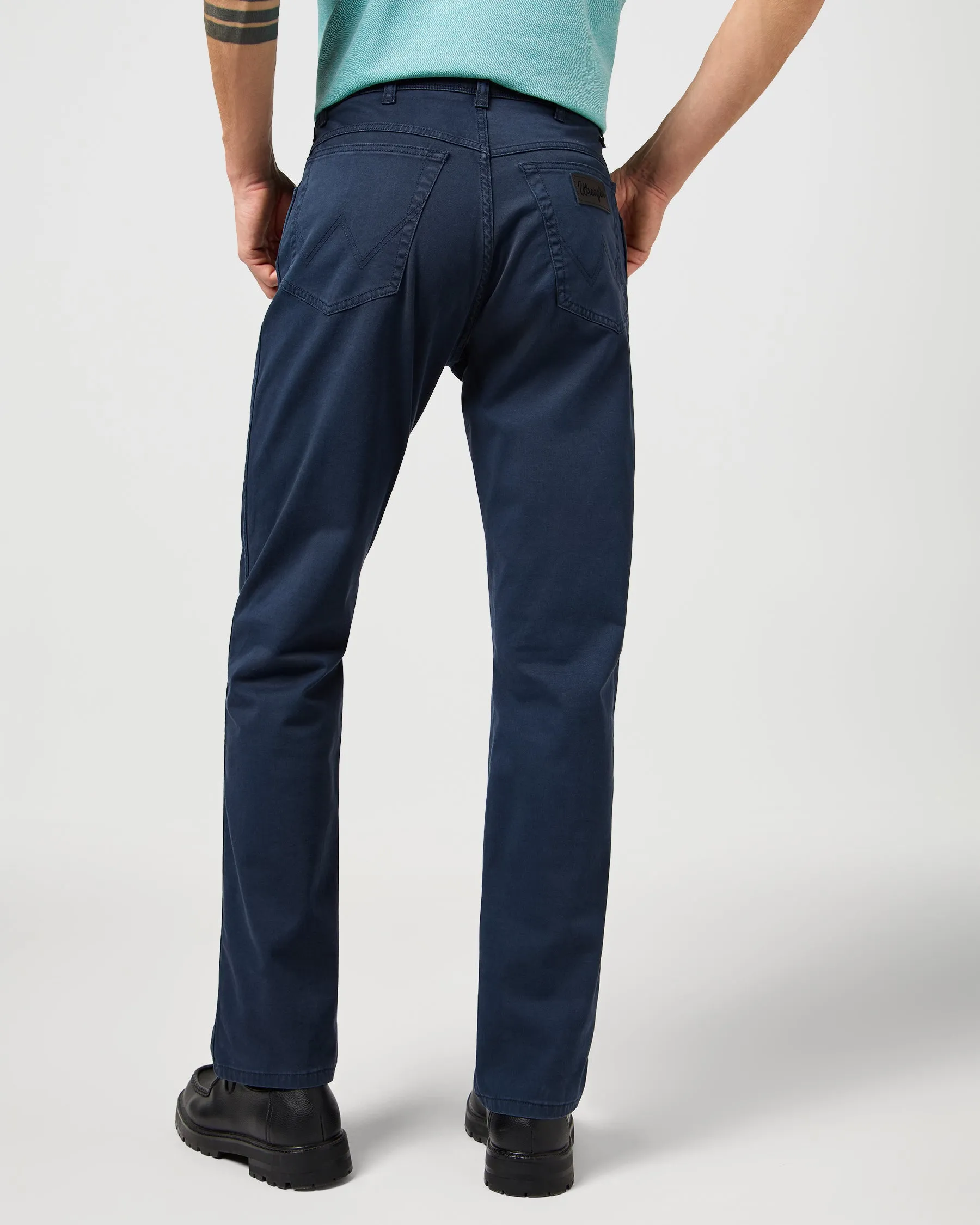 Wrangler Texas SLIM Mens Cotton Satin Trousers - Dark Navy