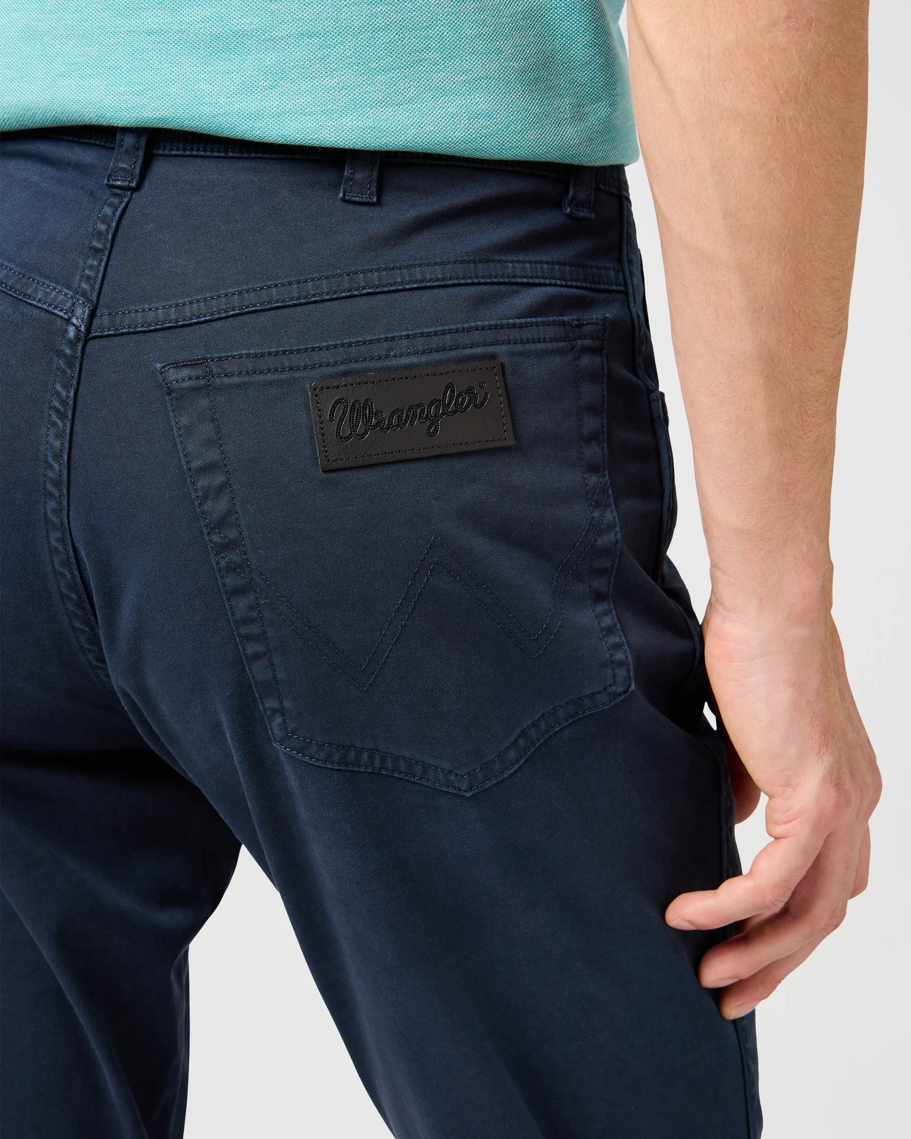 Wrangler Texas SLIM Mens Cotton Satin Trousers - Dark Navy