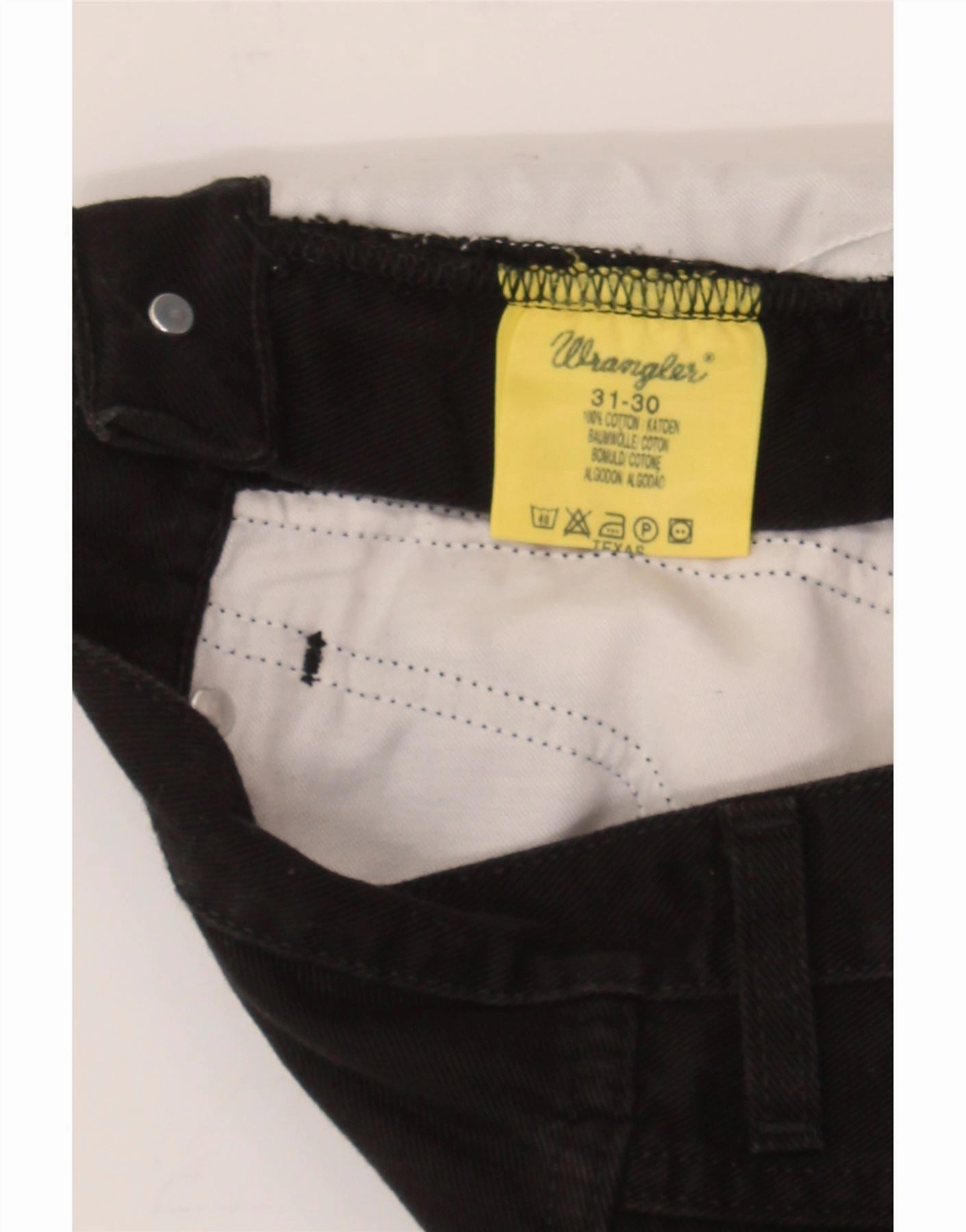 WRANGLER Mens Texas Straight Jeans W31 L31 Black Cotton