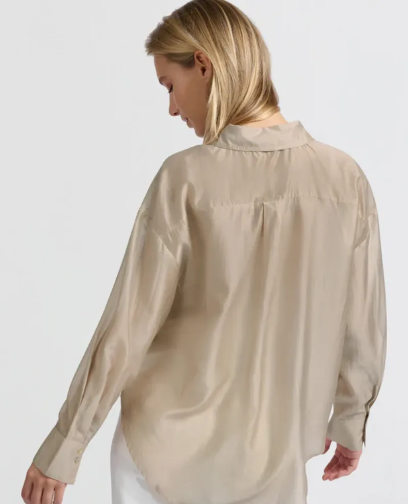 Yaya Humous Beige Long Sleeve Blouse