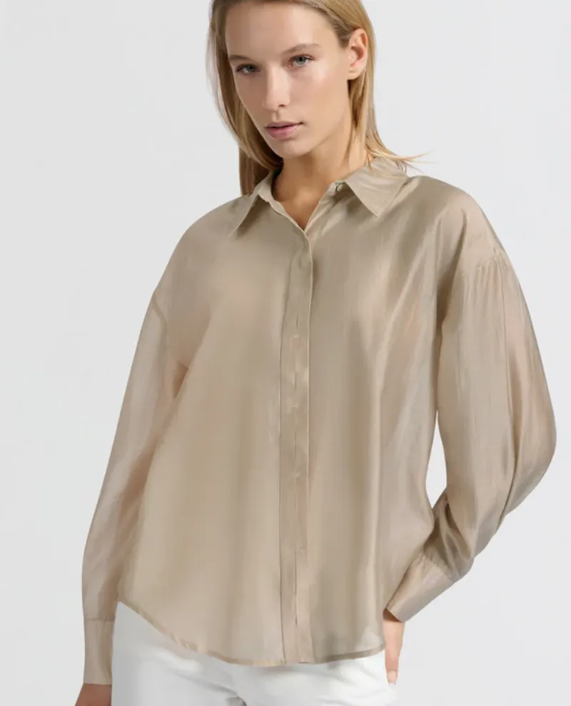 Yaya Humous Beige Long Sleeve Blouse